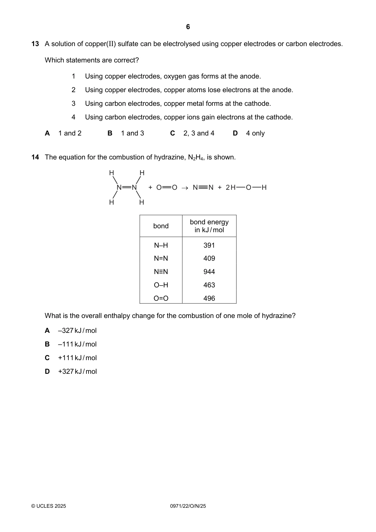 Cambridge IGCSE Chemistry (9-1) 0971 2025 Oct/Nov Paper 2 · Variant 2 question paper, page 6 of 16