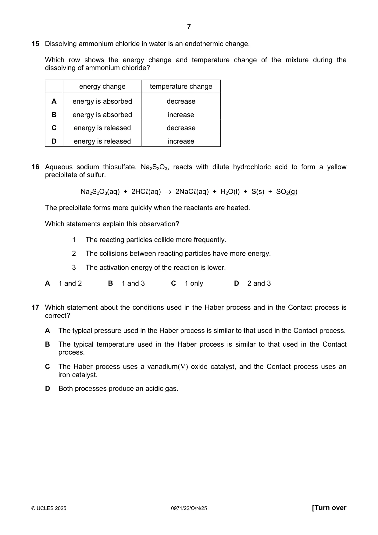 Cambridge IGCSE Chemistry (9-1) 0971 2025 Oct/Nov Paper 2 · Variant 2 question paper, page 7 of 16
