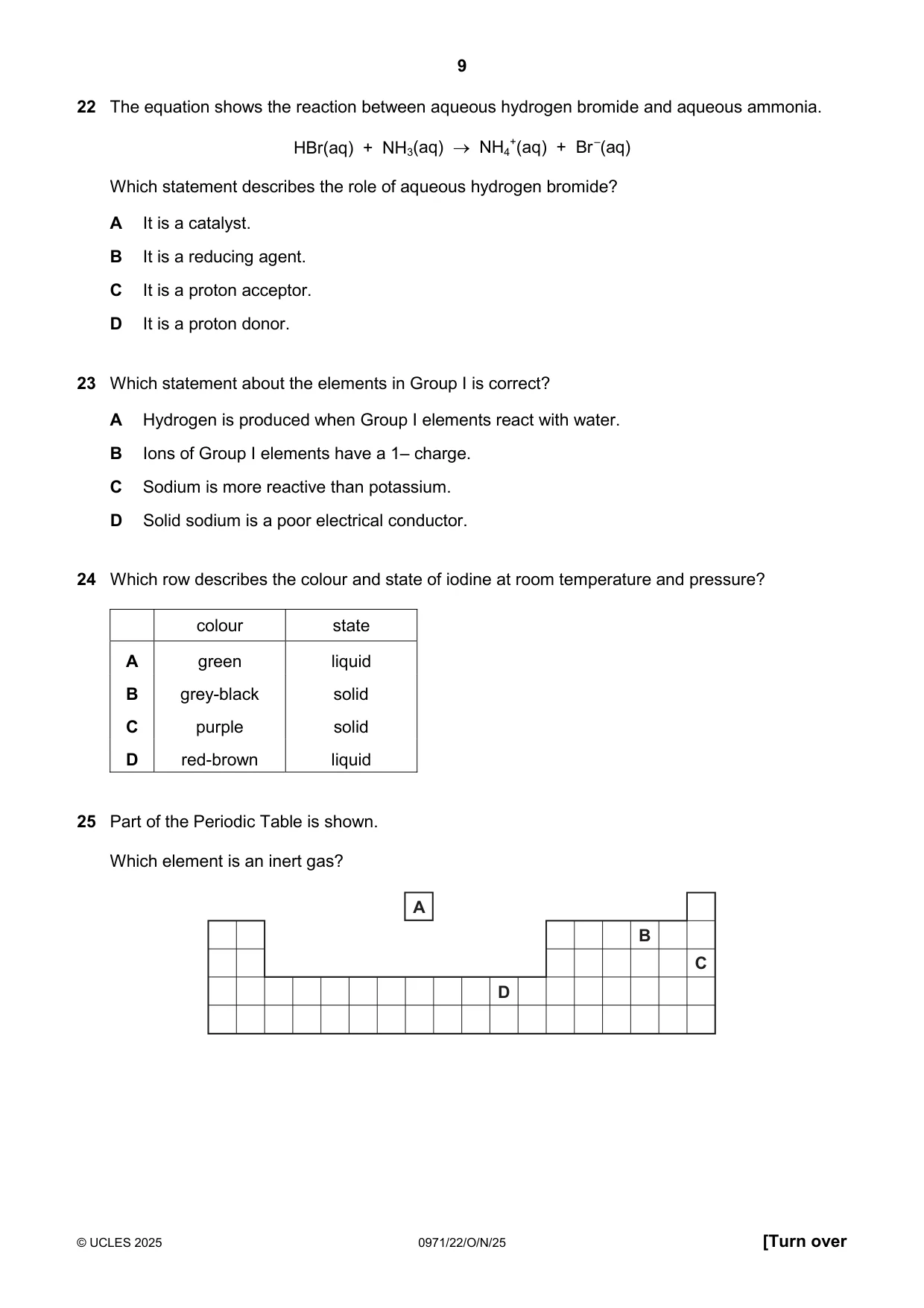 Cambridge IGCSE Chemistry (9-1) 0971 2025 Oct/Nov Paper 2 · Variant 2 question paper, page 9 of 16