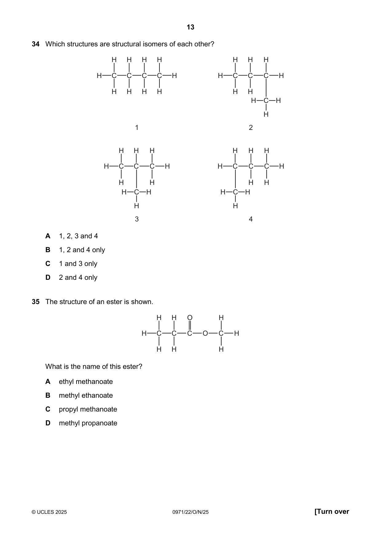 Cambridge IGCSE Chemistry (9-1) 0971 2025 Oct/Nov Paper 2 · Variant 2 question paper, page 13 of 16