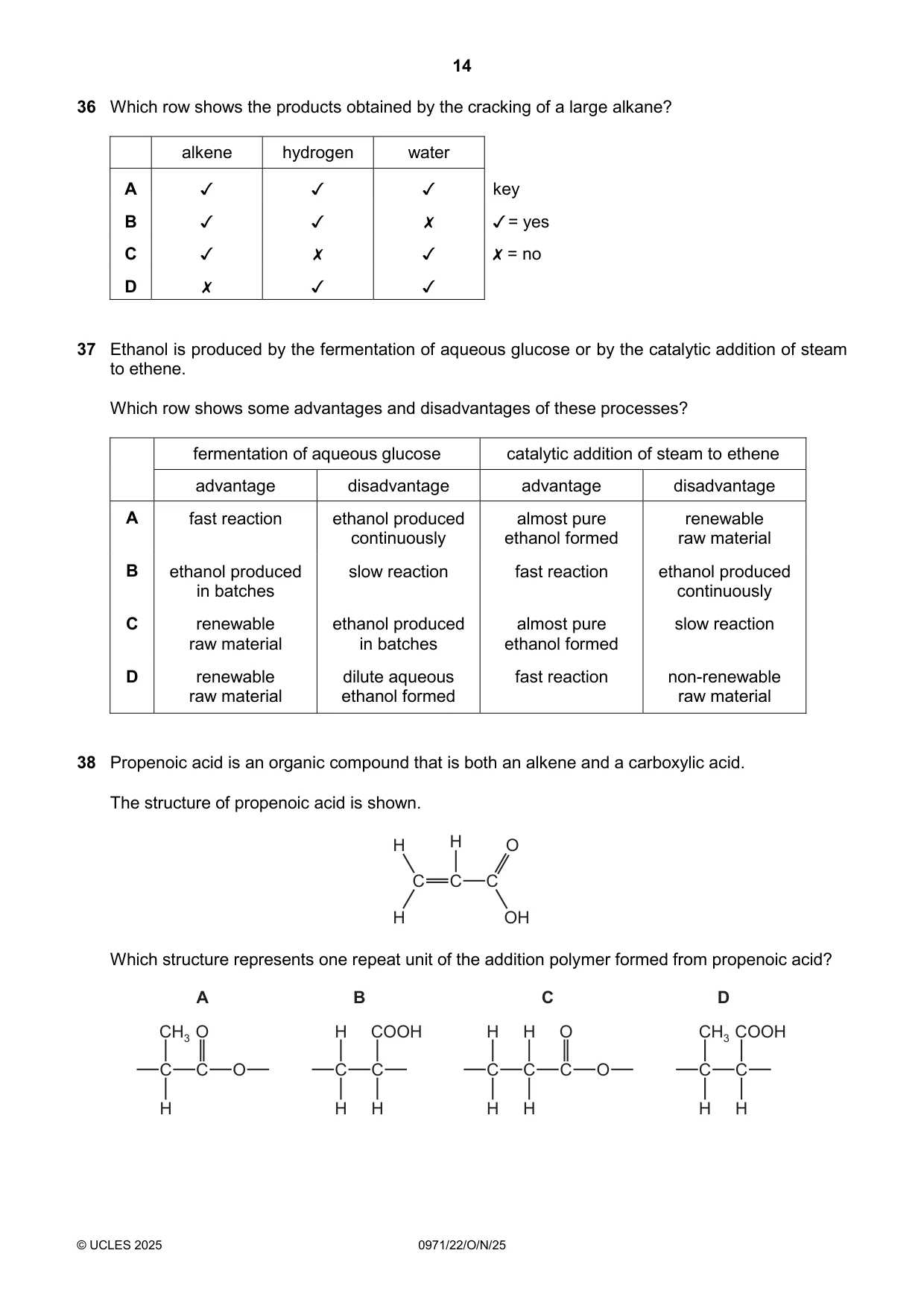 Cambridge IGCSE Chemistry (9-1) 0971 2025 Oct/Nov Paper 2 · Variant 2 question paper, page 14 of 16