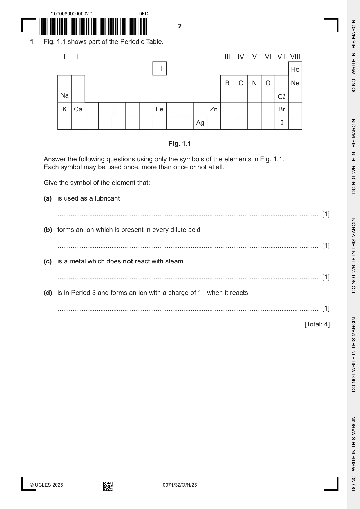 Cambridge IGCSE Chemistry (9-1) 0971 2025 Oct/Nov Paper 3 · Variant 2 question paper, page 2 of 20
