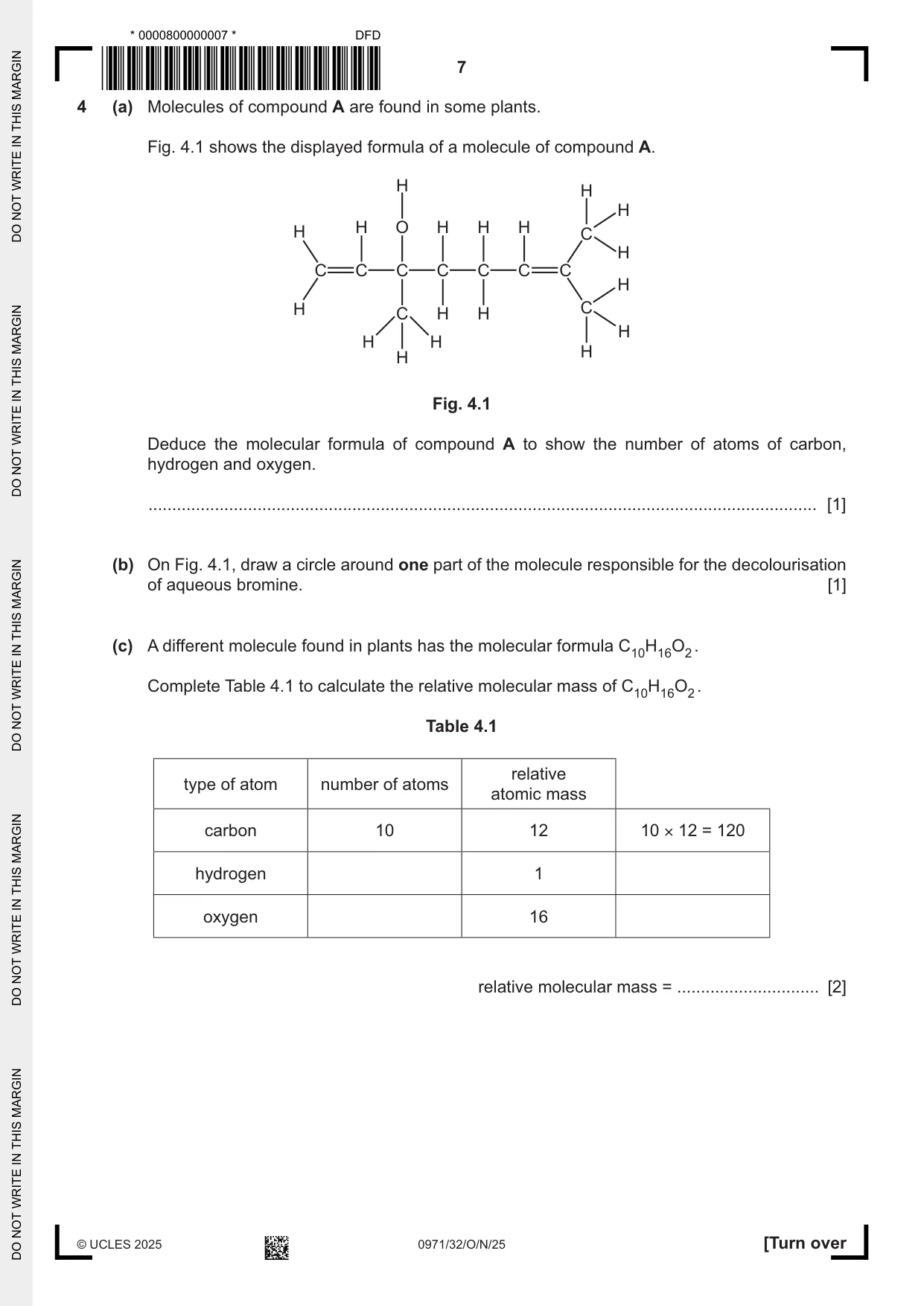 Cambridge IGCSE Chemistry (9-1) 0971 2025 Oct/Nov Paper 3 · Variant 2 question paper, page 7 of 20