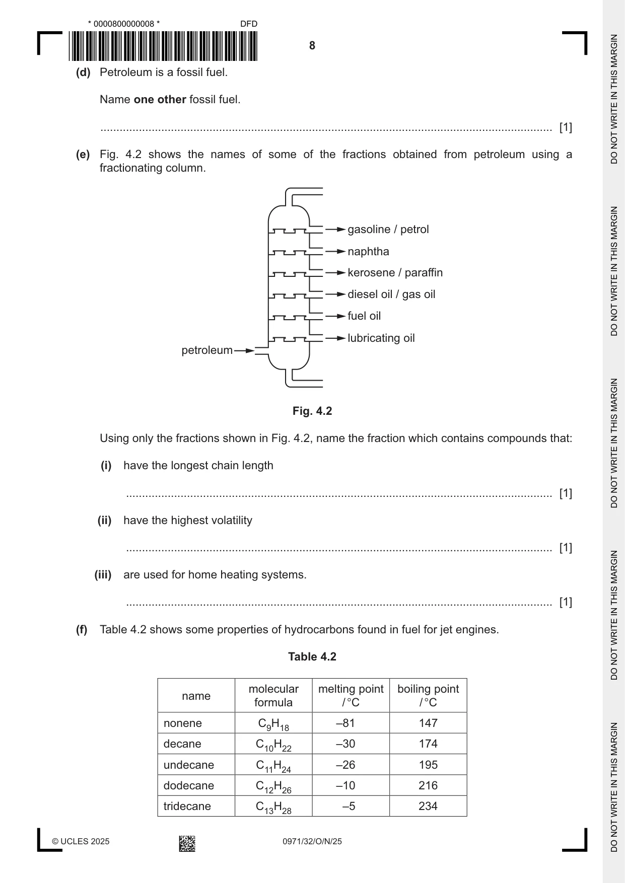 Cambridge IGCSE Chemistry (9-1) 0971 2025 Oct/Nov Paper 3 · Variant 2 question paper, page 8 of 20