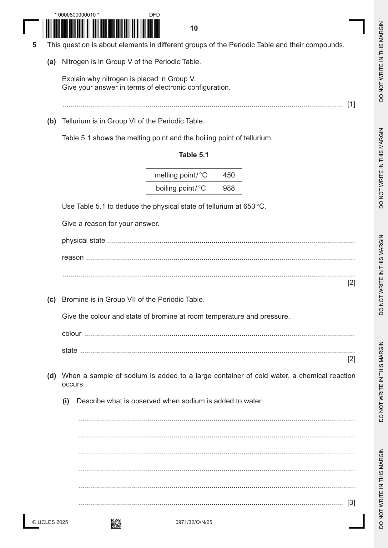 Cambridge IGCSE Chemistry (9-1) 0971 2025 Oct/Nov Paper 3 · Variant 2 question paper, page 10 of 20
