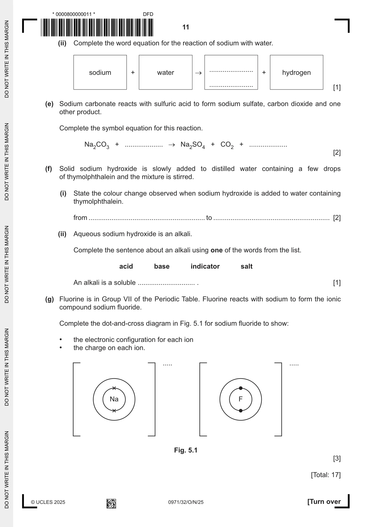 Cambridge IGCSE Chemistry (9-1) 0971 2025 Oct/Nov Paper 3 · Variant 2 question paper, page 11 of 20