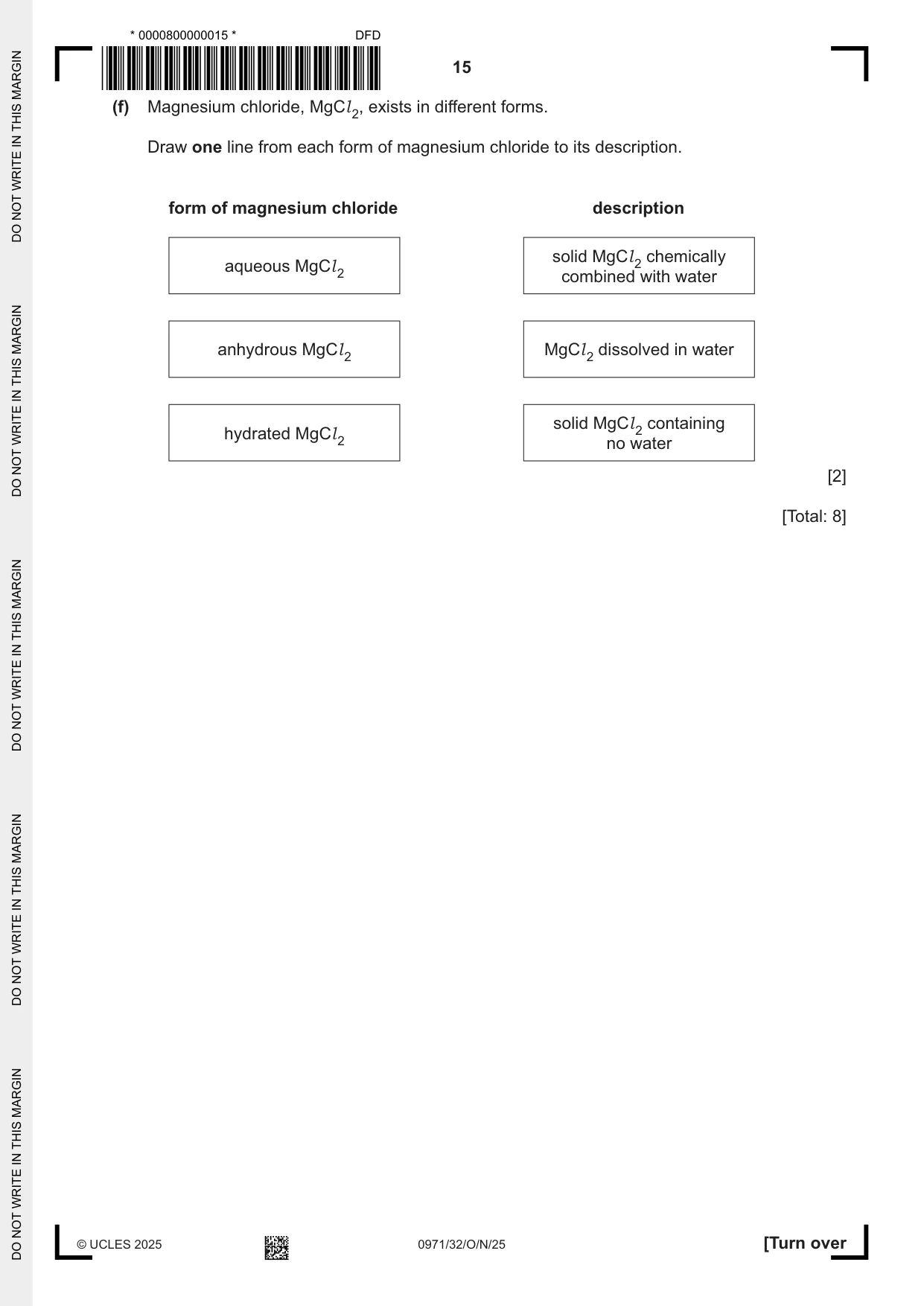 Cambridge IGCSE Chemistry (9-1) 0971 2025 Oct/Nov Paper 3 · Variant 2 question paper, page 15 of 20