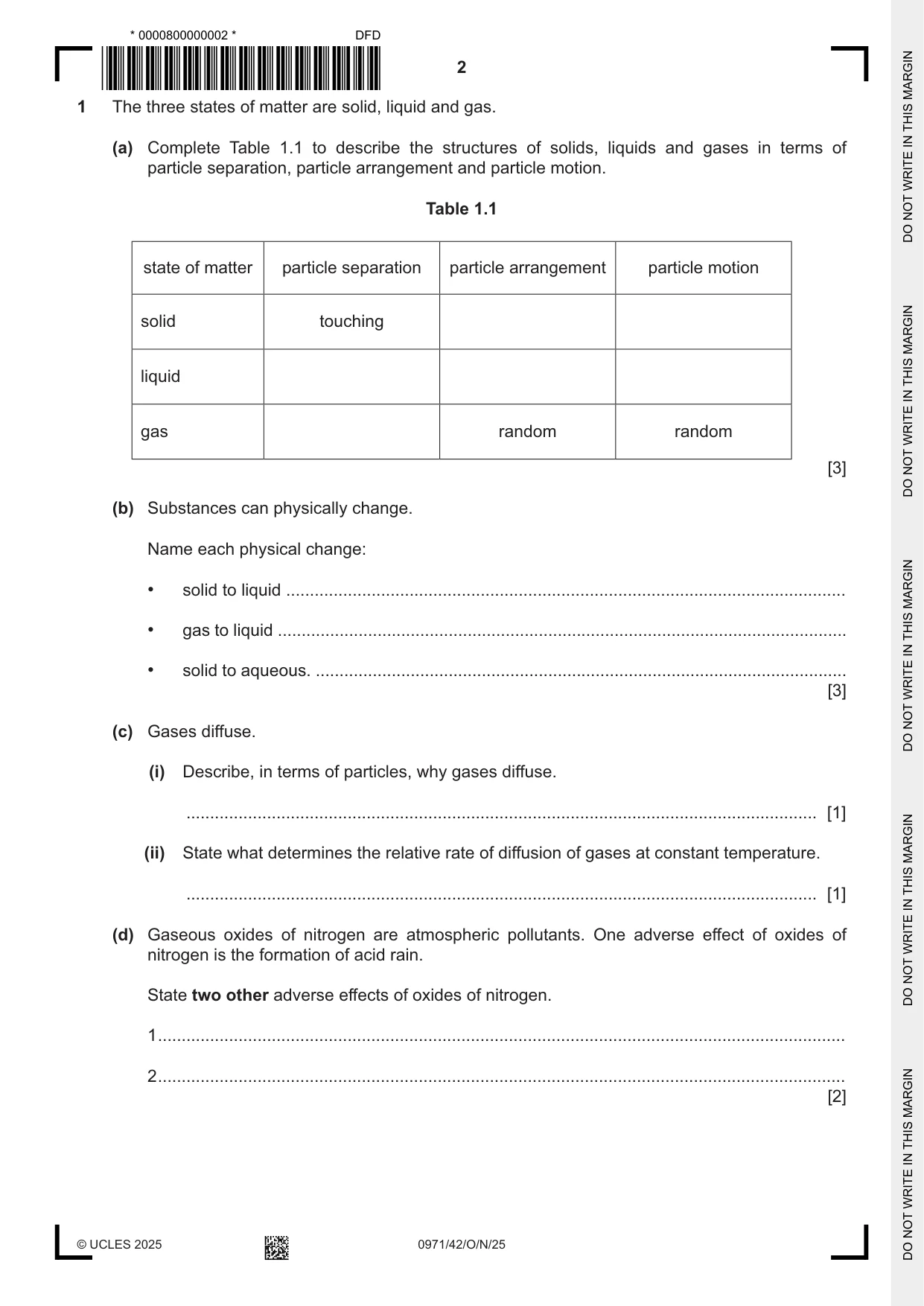 Cambridge IGCSE Chemistry (9-1) 0971 2025 Oct/Nov Paper 4 · Variant 2 question paper, page 2 of 16