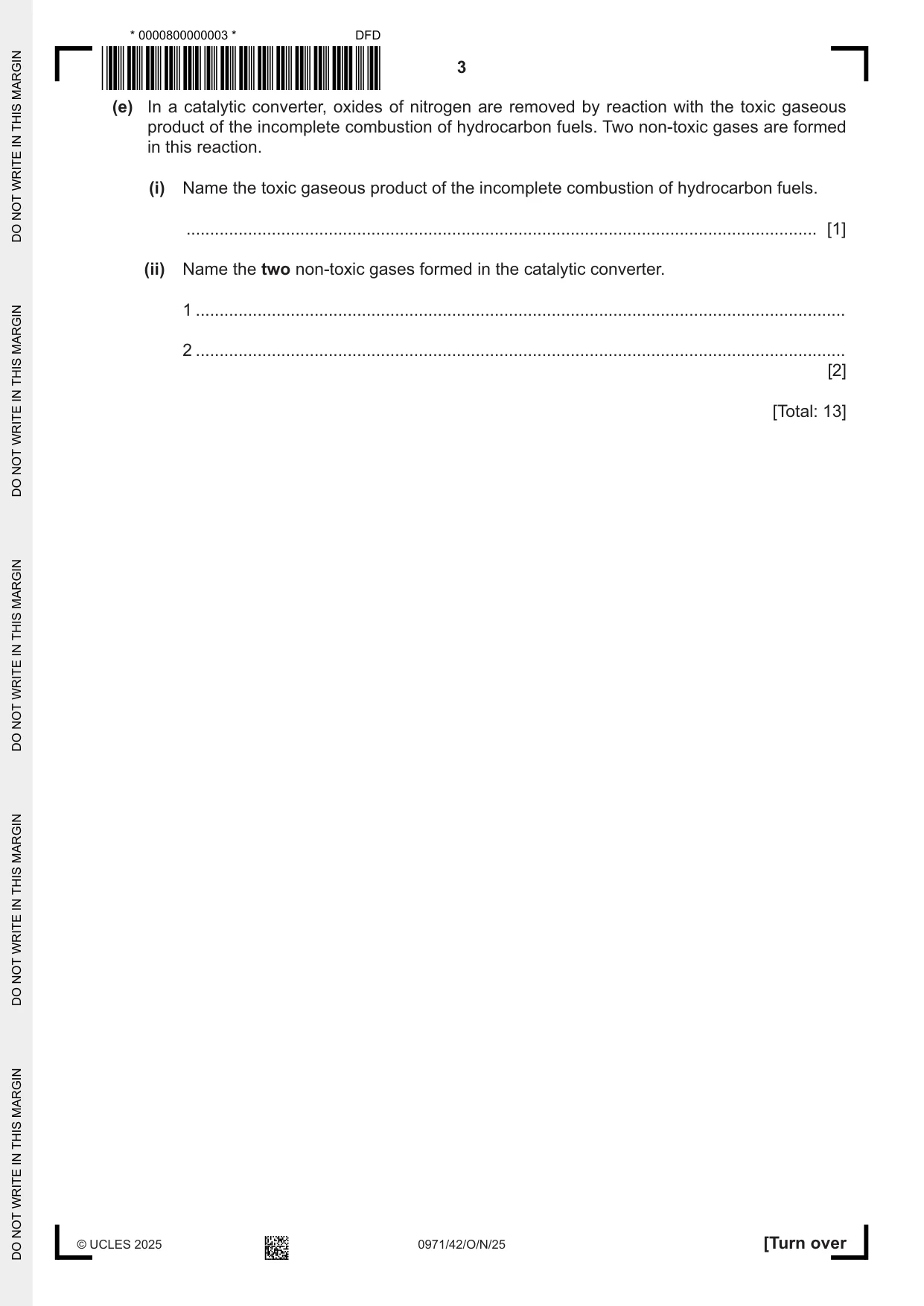 Cambridge IGCSE Chemistry (9-1) 0971 2025 Oct/Nov Paper 4 · Variant 2 question paper, page 3 of 16