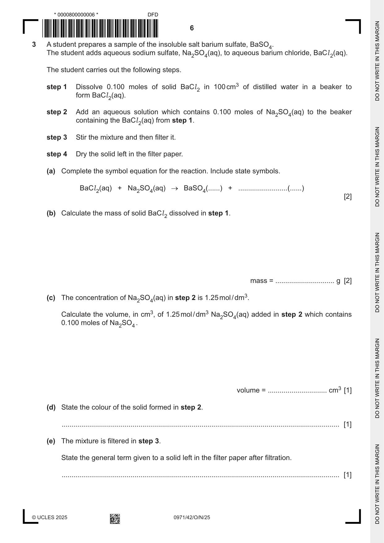 Cambridge IGCSE Chemistry (9-1) 0971 2025 Oct/Nov Paper 4 · Variant 2 question paper, page 6 of 16