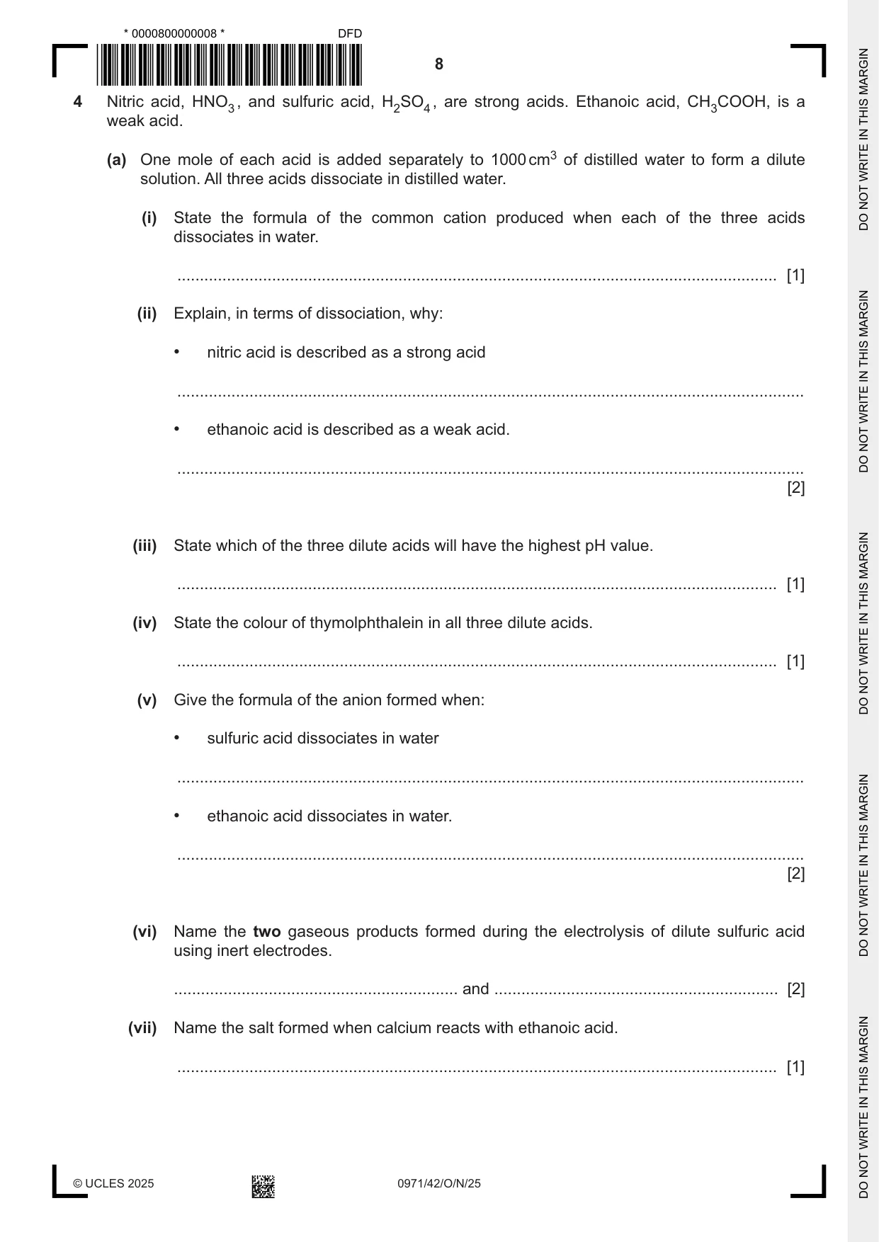 Cambridge IGCSE Chemistry (9-1) 0971 2025 Oct/Nov Paper 4 · Variant 2 question paper, page 8 of 16