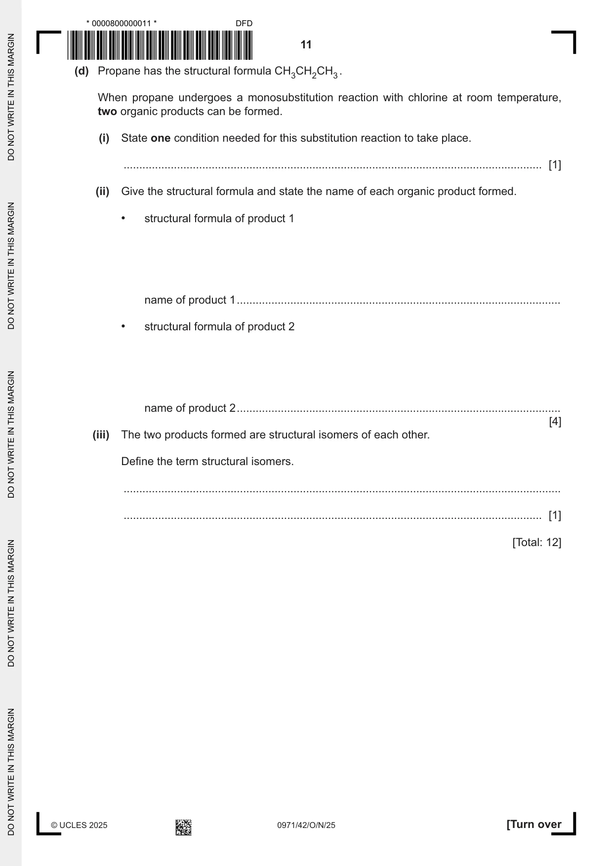 Cambridge IGCSE Chemistry (9-1) 0971 2025 Oct/Nov Paper 4 · Variant 2 question paper, page 11 of 16