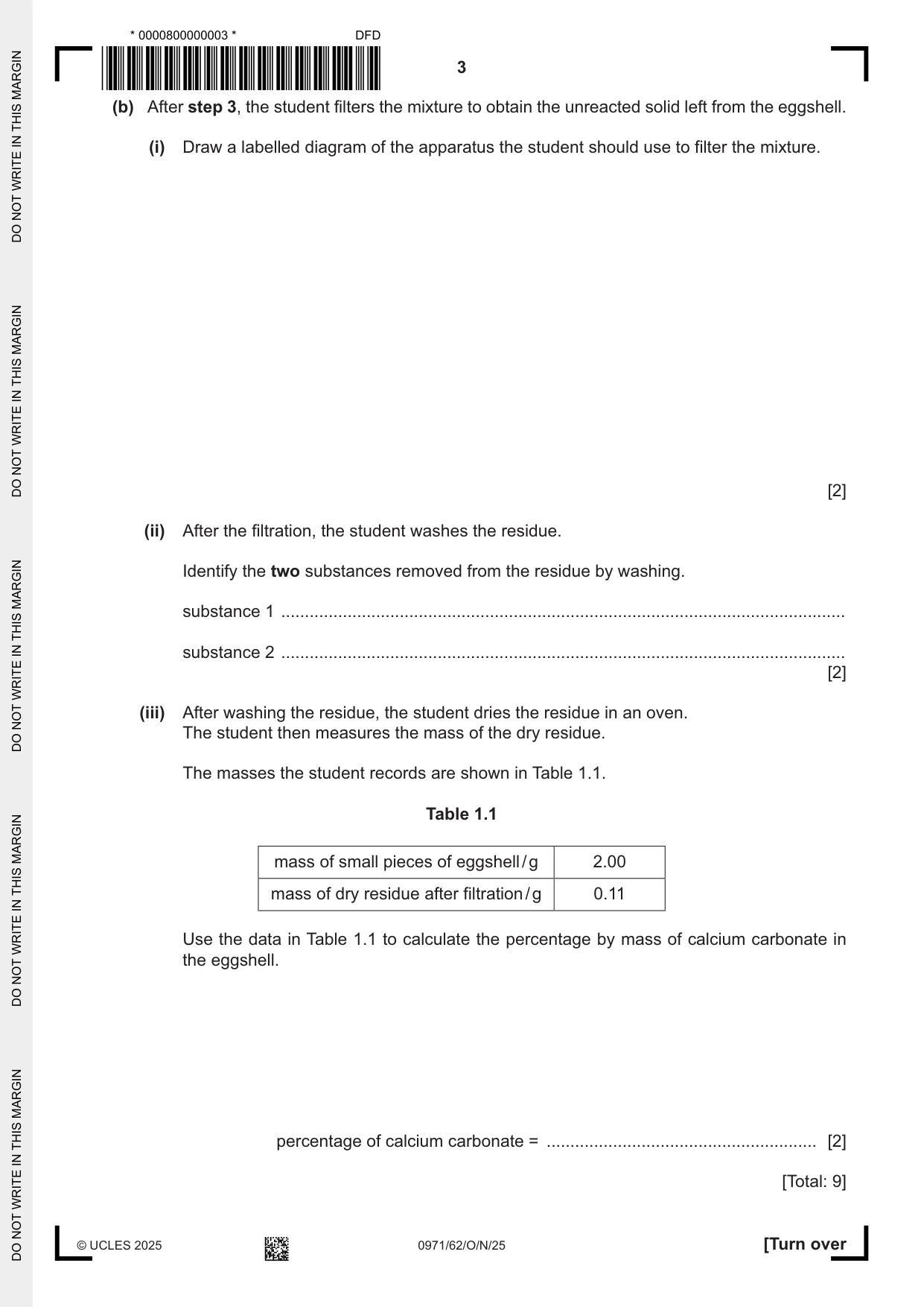 Cambridge IGCSE Chemistry (9-1) 0971 2025 Oct/Nov Paper 6 · Variant 2 question paper, page 3 of 16