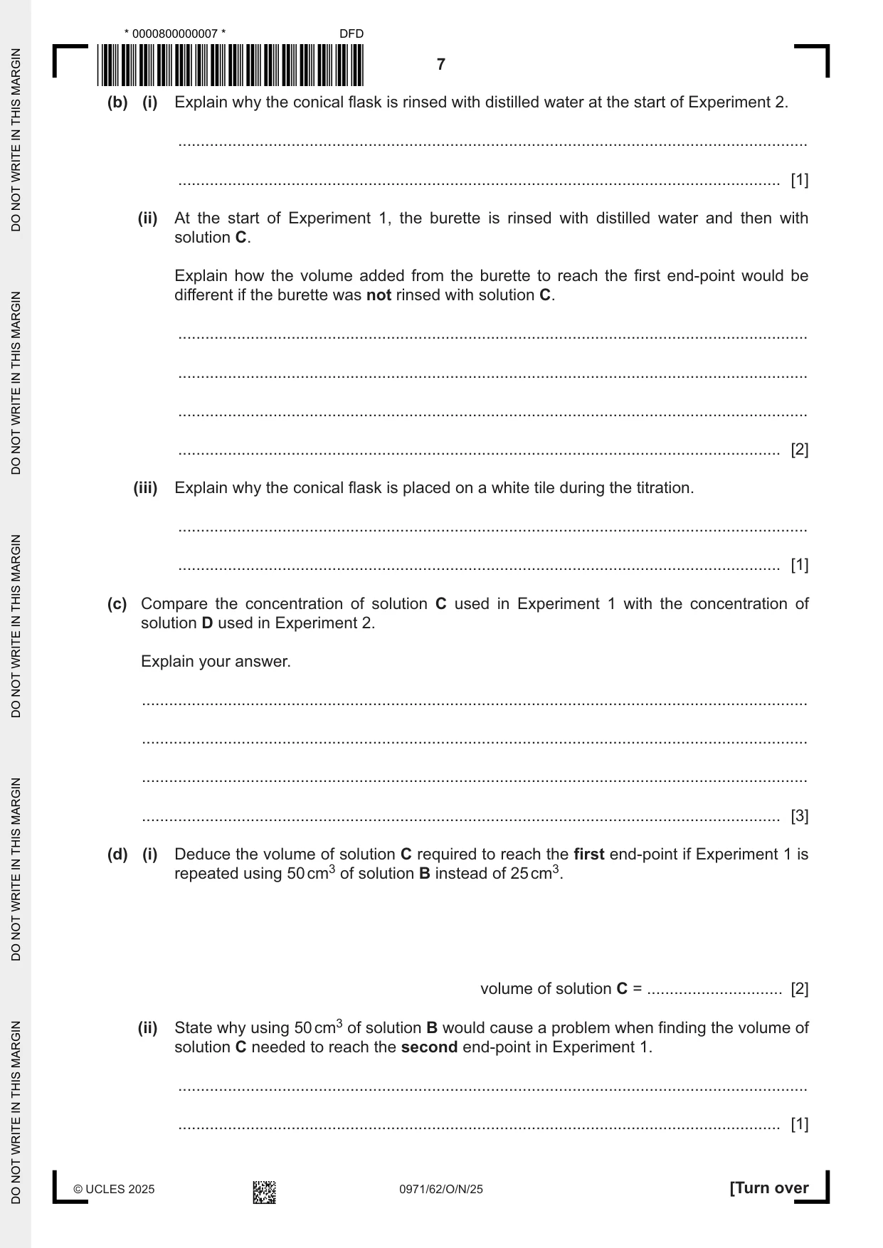 Cambridge IGCSE Chemistry (9-1) 0971 2025 Oct/Nov Paper 6 · Variant 2 question paper, page 7 of 16