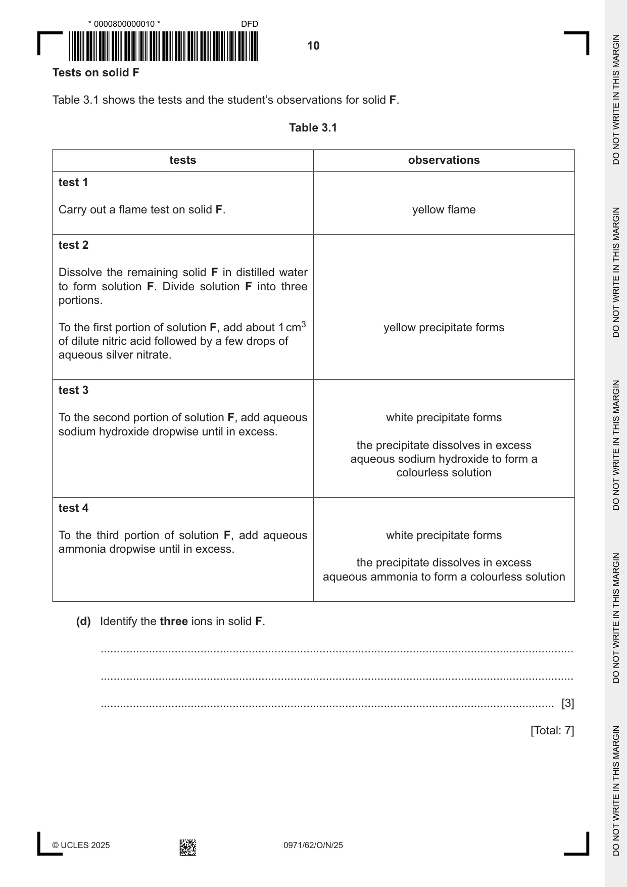Cambridge IGCSE Chemistry (9-1) 0971 2025 Oct/Nov Paper 6 · Variant 2 question paper, page 10 of 16
