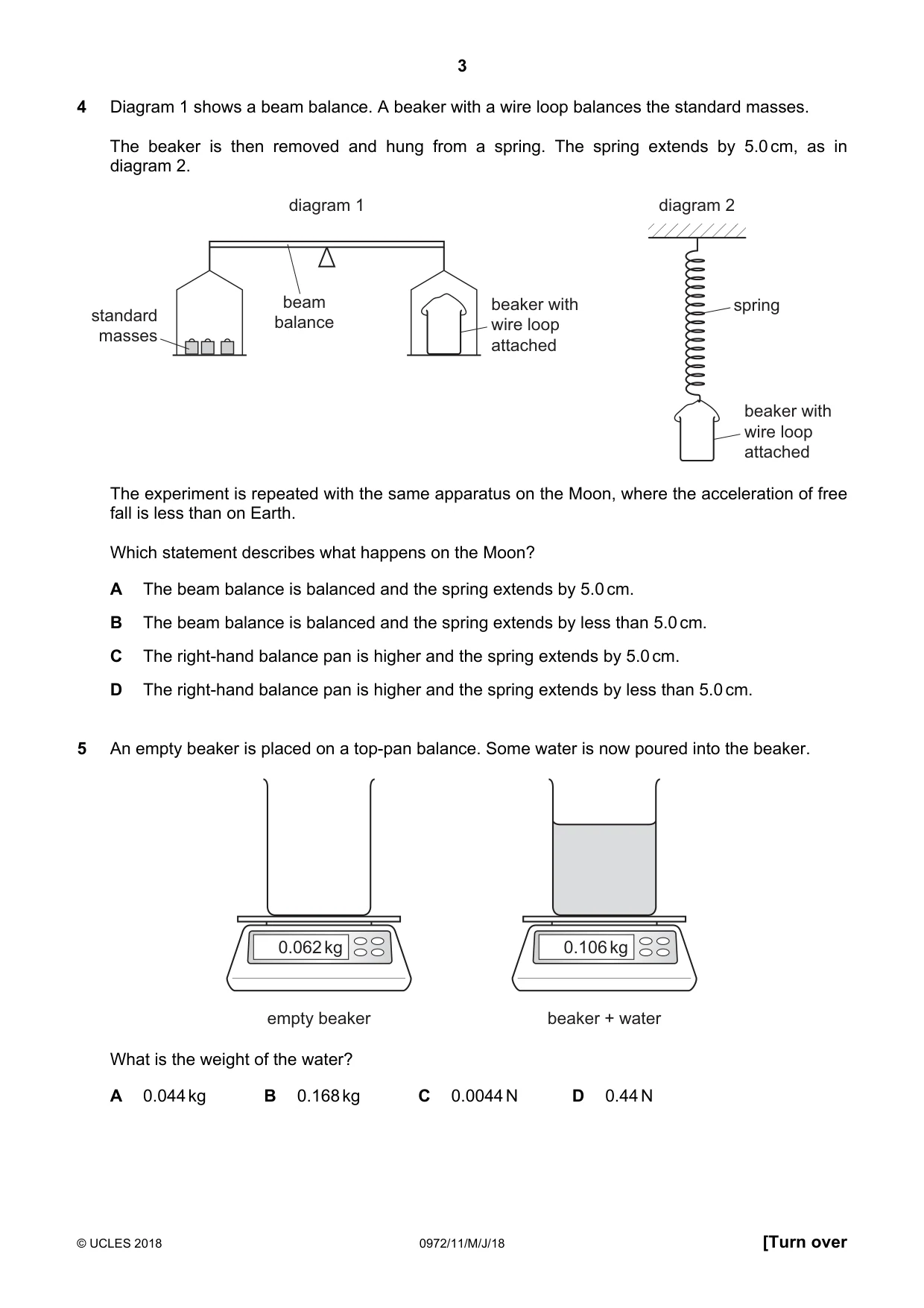 Cambridge IGCSE Physics (9-1) 0972 2018 May/June Paper 1 · Variant 1 question paper, page 3 of 16