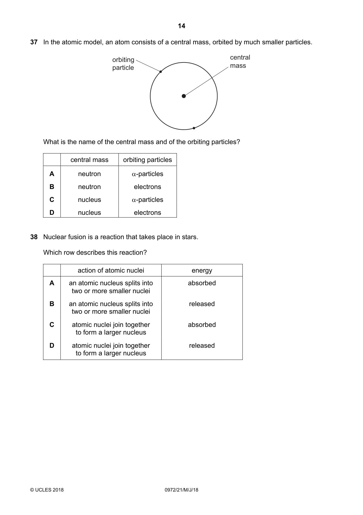 Cambridge IGCSE Physics (9-1) 0972 2018 May/June Paper 2 · Variant 1 question paper, page 14 of 16