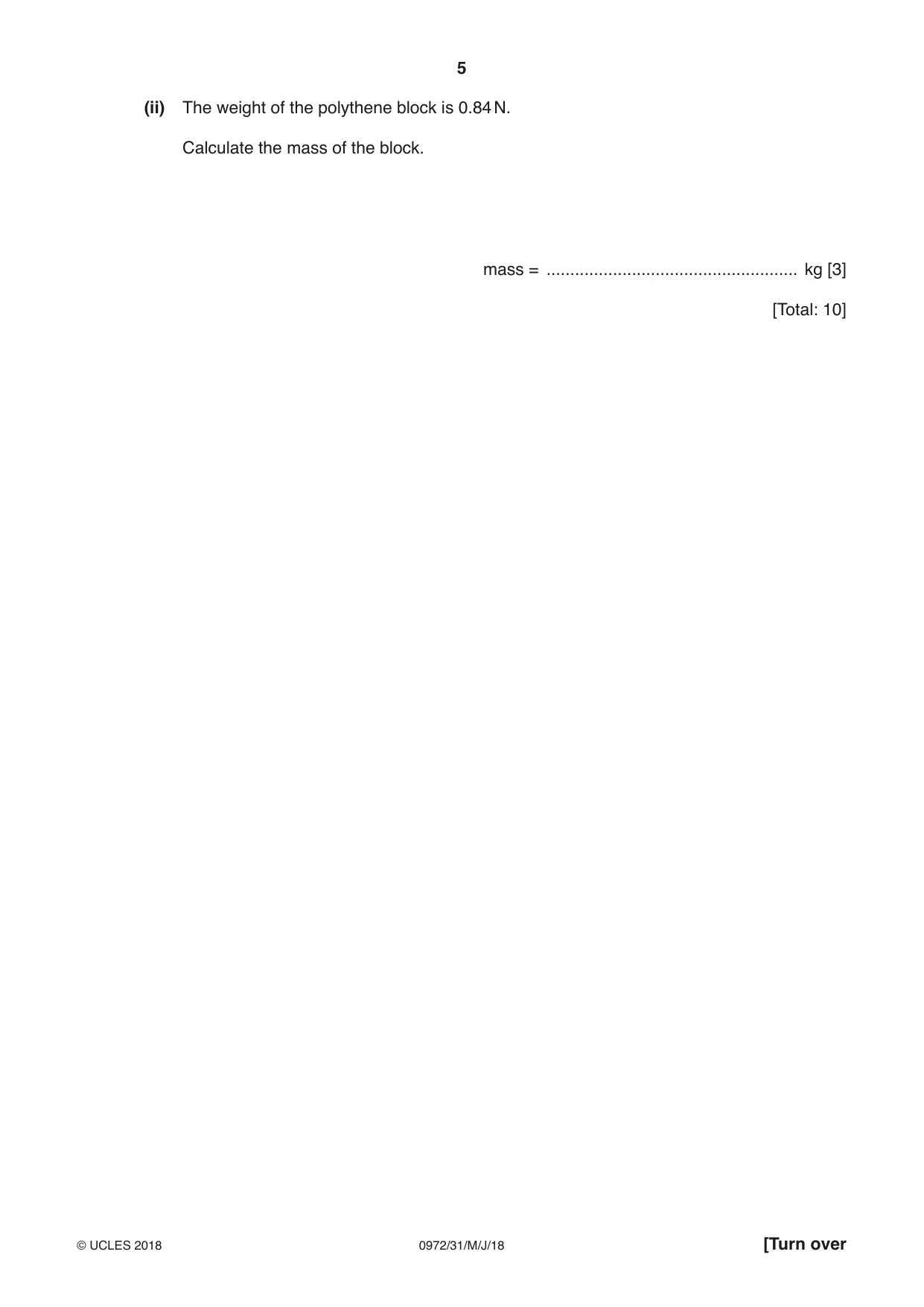 Cambridge IGCSE Physics (9-1) 0972 2018 May/June Paper 3 · Variant 1 question paper, page 5 of 20