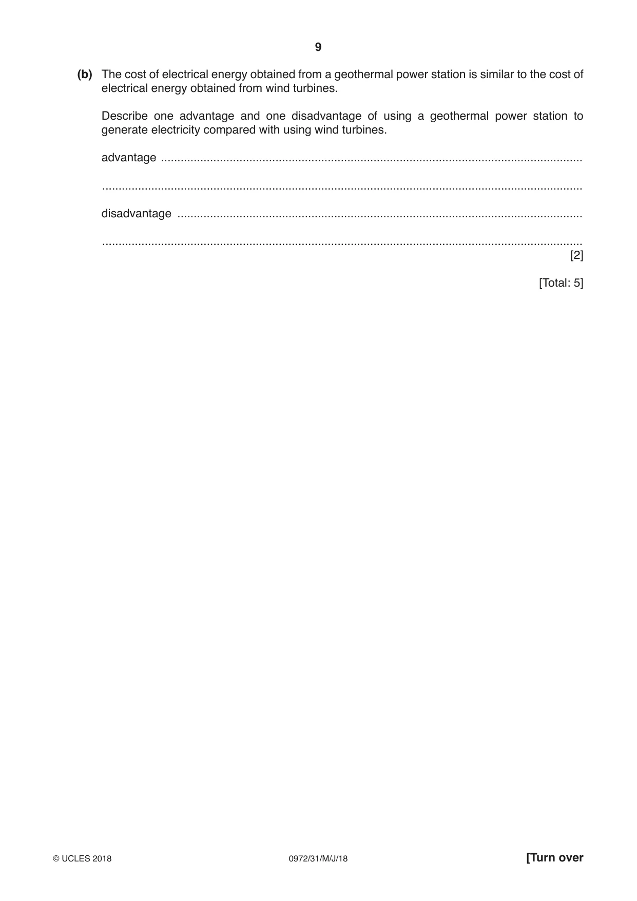 Cambridge IGCSE Physics (9-1) 0972 2018 May/June Paper 3 · Variant 1 question paper, page 9 of 20