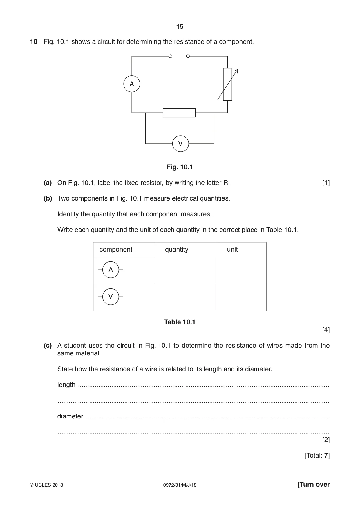 Cambridge IGCSE Physics (9-1) 0972 2018 May/June Paper 3 · Variant 1 question paper, page 15 of 20
