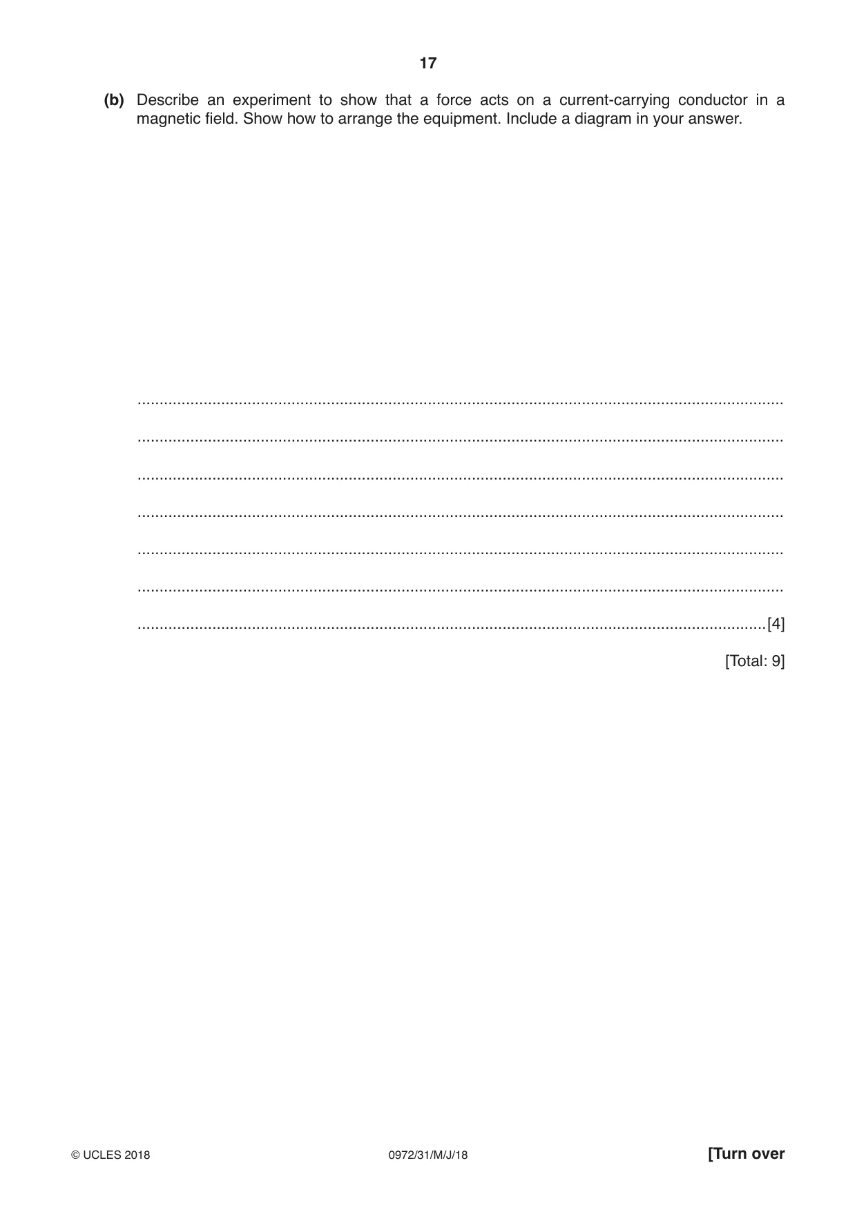 Cambridge IGCSE Physics (9-1) 0972 2018 May/June Paper 3 · Variant 1 question paper, page 17 of 20