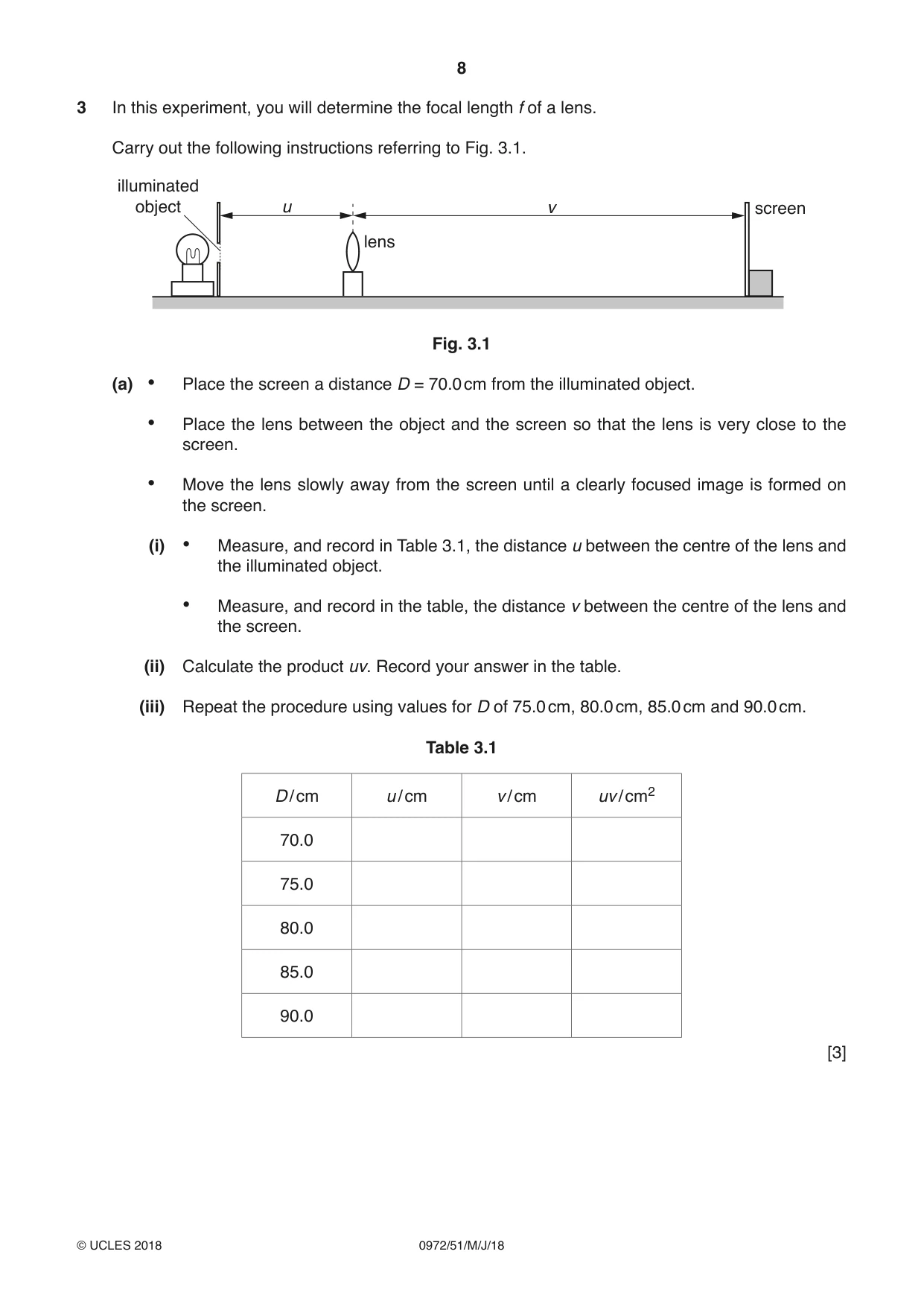 Cambridge IGCSE Physics (9-1) 0972 2018 May/June Paper 5 · Variant 1 question paper, page 8 of 12