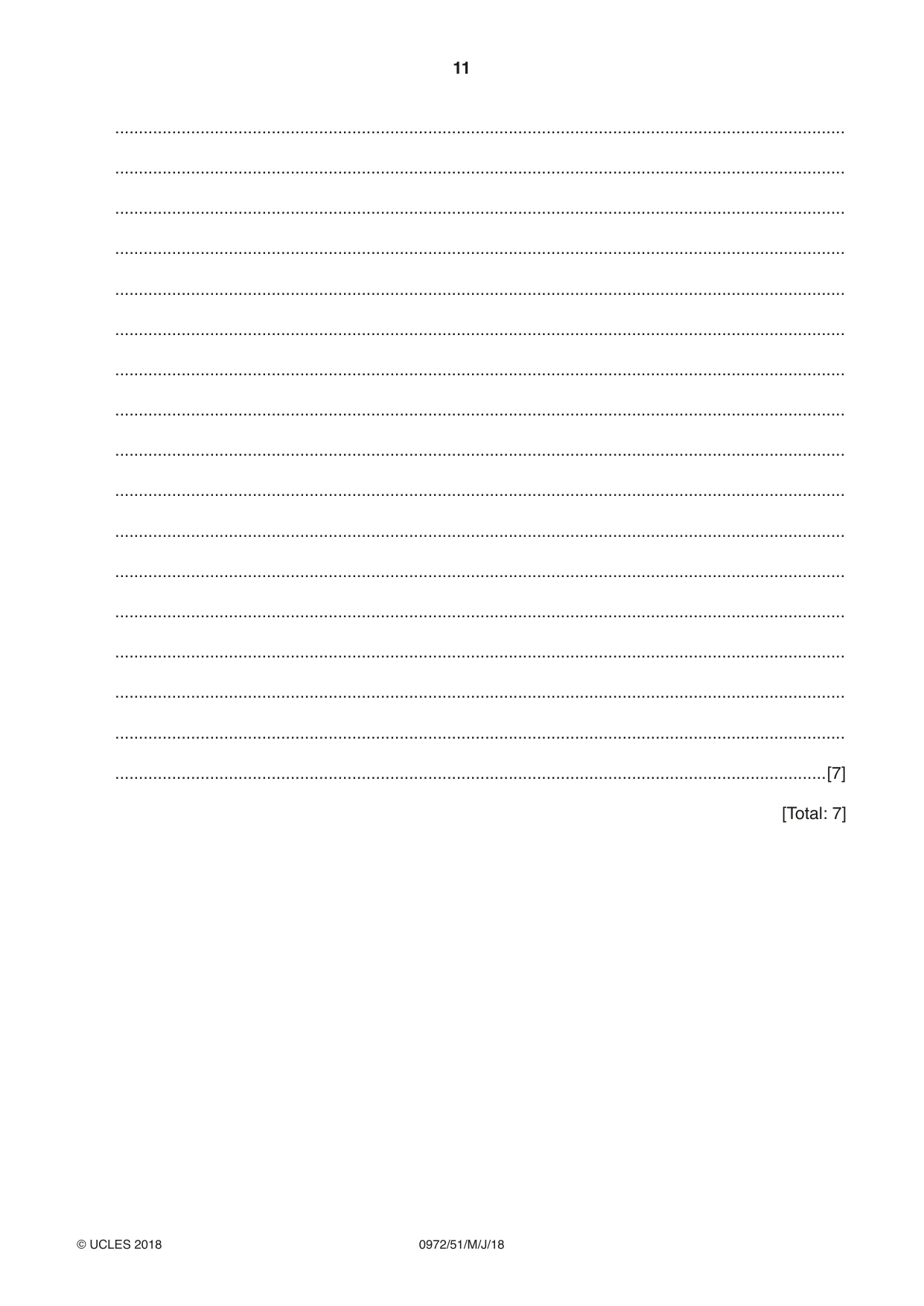 Cambridge IGCSE Physics (9-1) 0972 2018 May/June Paper 5 · Variant 1 question paper, page 11 of 12