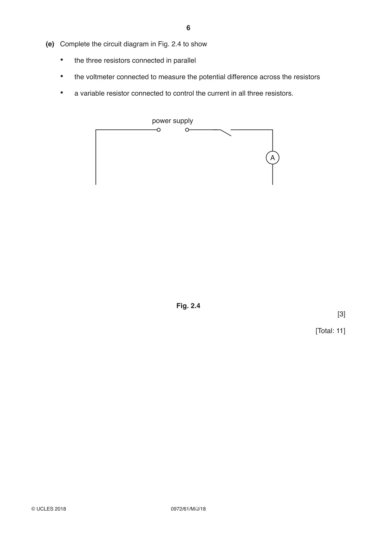 Cambridge IGCSE Physics (9-1) 0972 2018 May/June Paper 6 · Variant 1 question paper, page 6 of 12