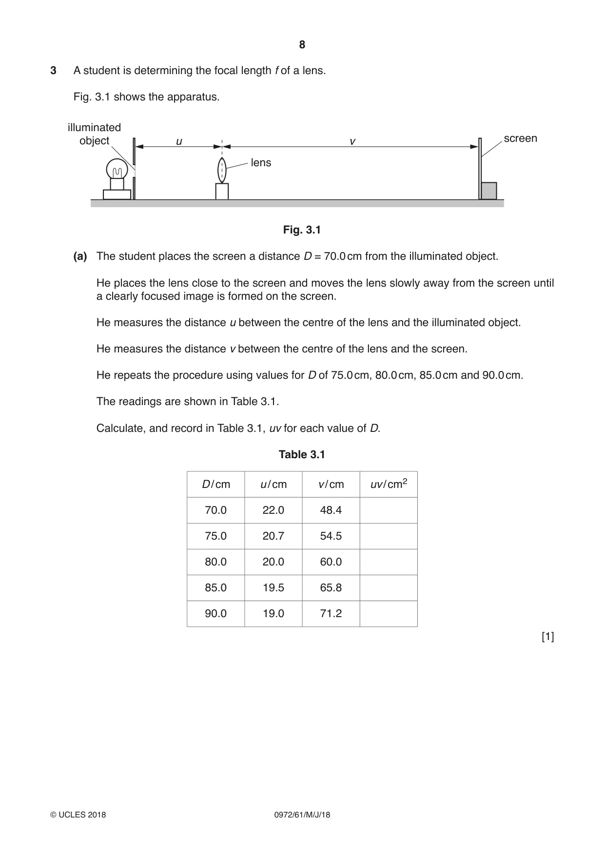 Cambridge IGCSE Physics (9-1) 0972 2018 May/June Paper 6 · Variant 1 question paper, page 8 of 12