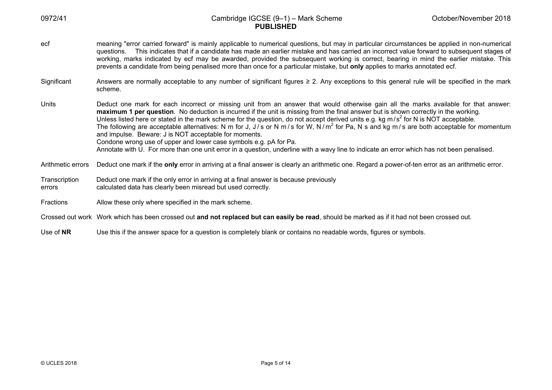 Mark scheme, page 5 of 14