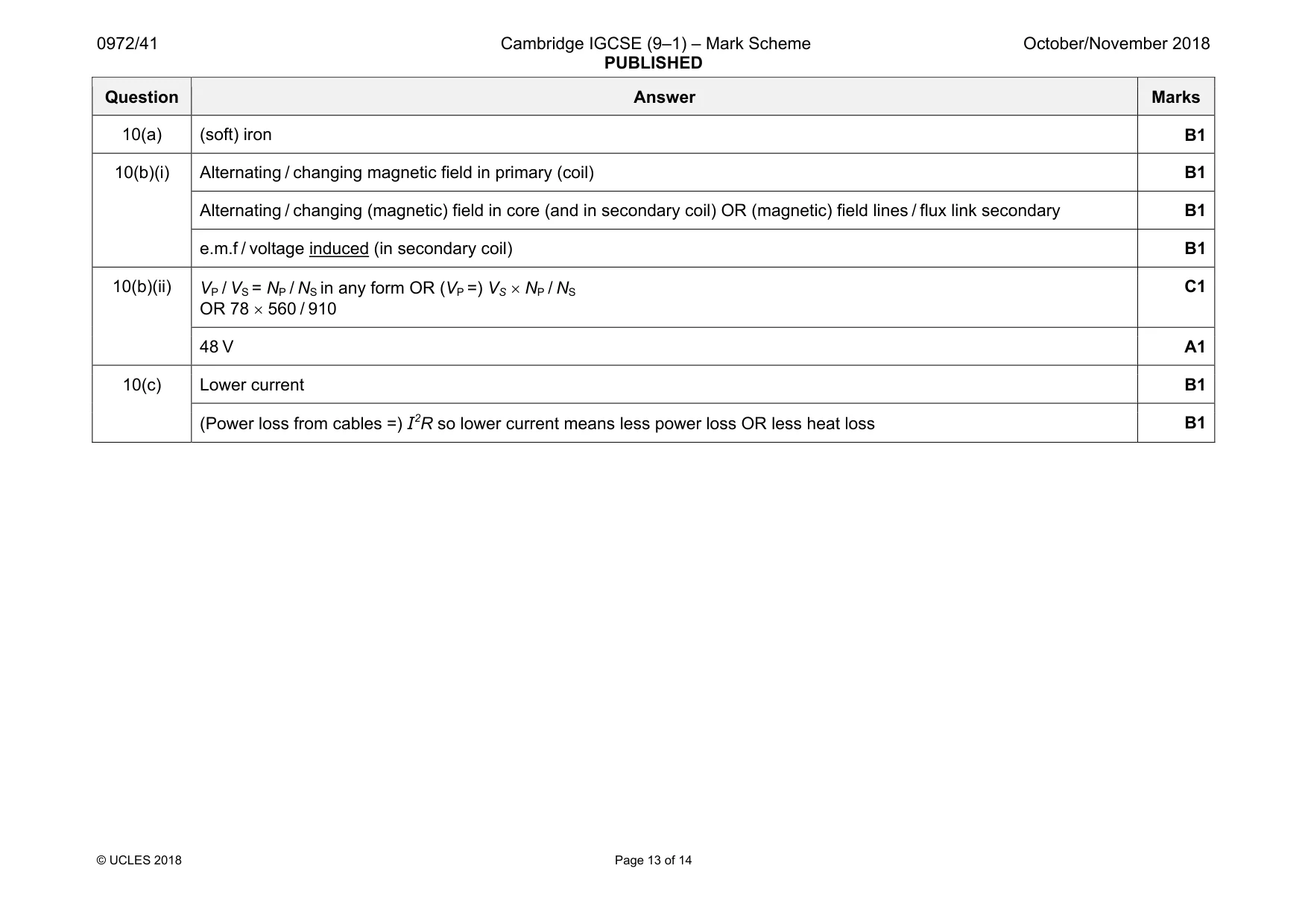 Mark scheme, page 13 of 14