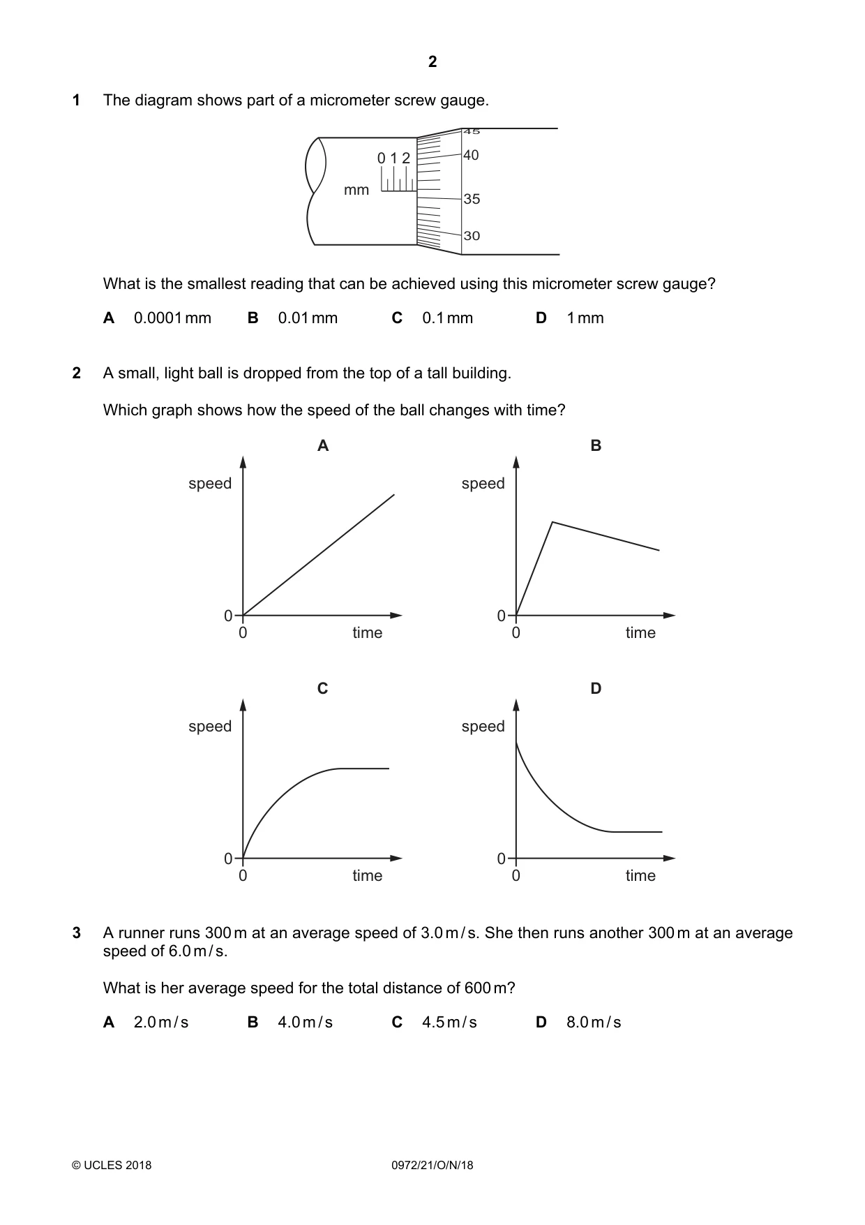 Cambridge IGCSE Physics (9-1) 0972 2018 Oct/Nov Paper 2 · Variant 1 question paper, page 2 of 16