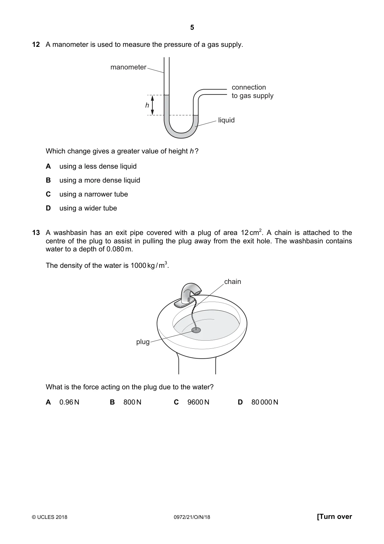 Cambridge IGCSE Physics (9-1) 0972 2018 Oct/Nov Paper 2 · Variant 1 question paper, page 5 of 16