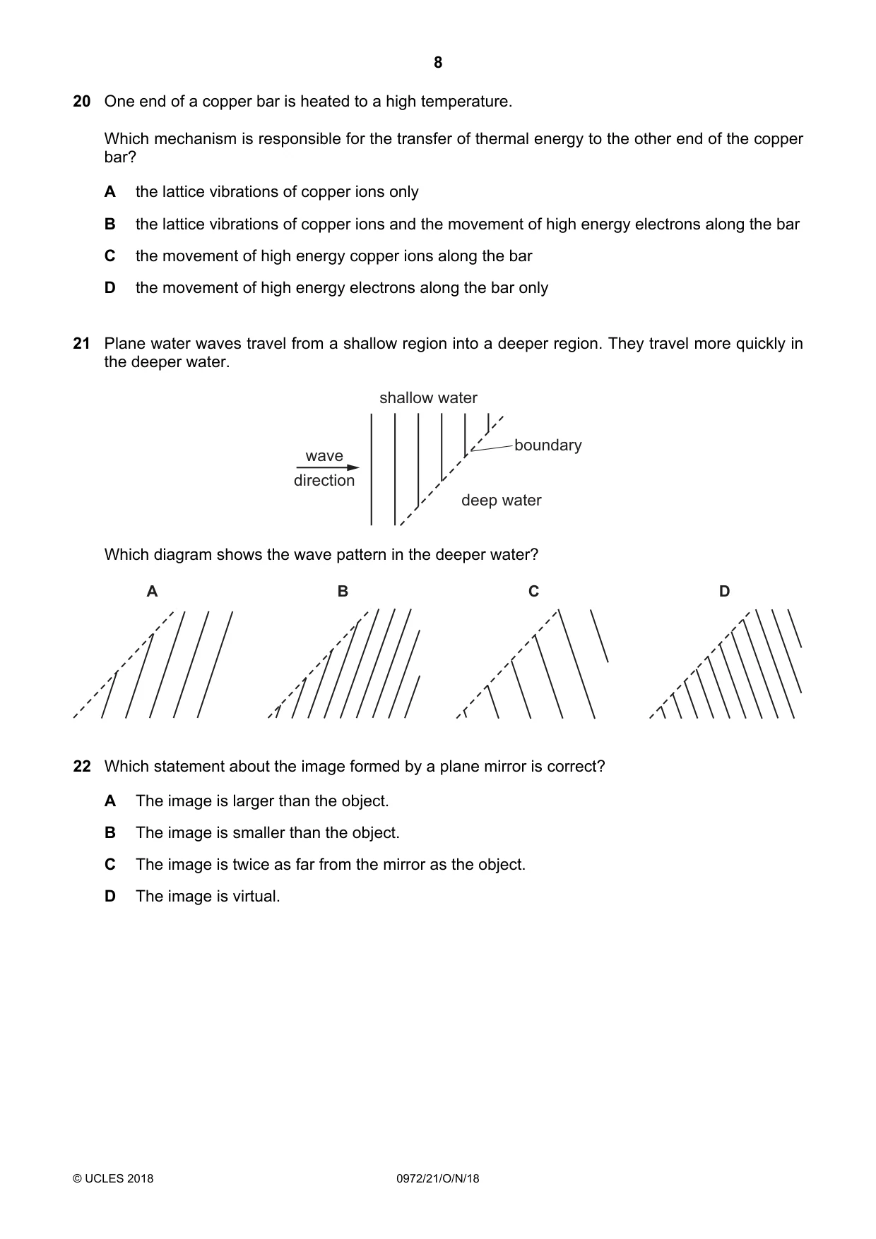 Cambridge IGCSE Physics (9-1) 0972 2018 Oct/Nov Paper 2 · Variant 1 question paper, page 8 of 16