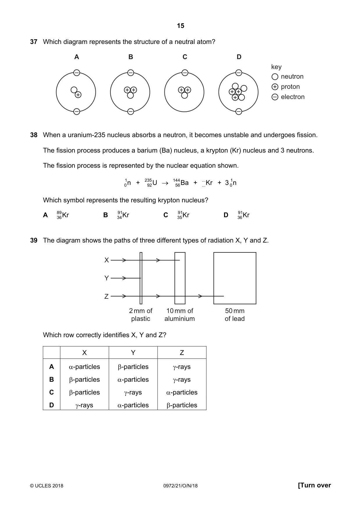 Cambridge IGCSE Physics (9-1) 0972 2018 Oct/Nov Paper 2 · Variant 1 question paper, page 15 of 16