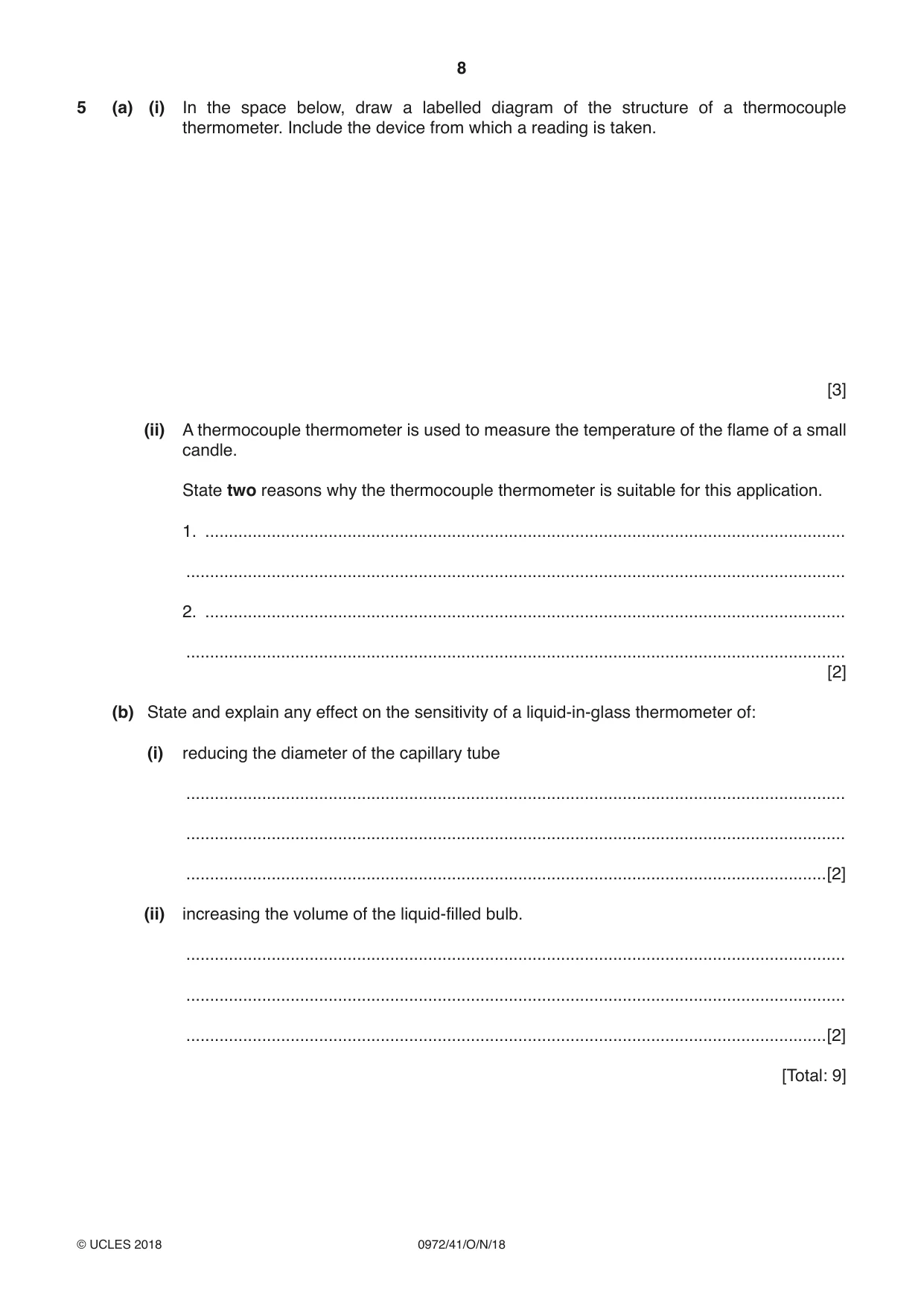 Cambridge IGCSE Physics (9-1) 0972 2018 Oct/Nov Paper 4 · Variant 1 question paper, page 8 of 16