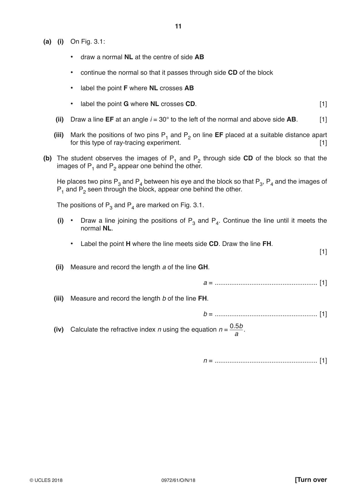 Cambridge IGCSE Physics (9-1) 0972 2018 Oct/Nov Paper 6 · Variant 1 question paper, page 11 of 16