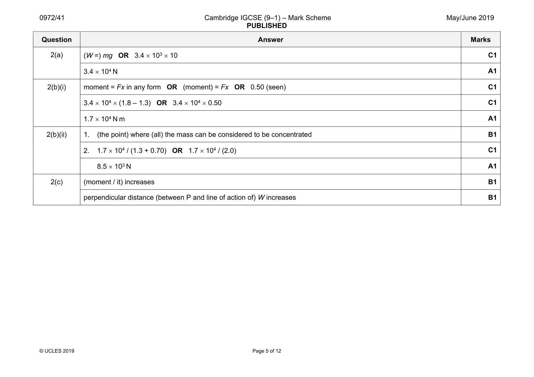 Mark scheme, page 5 of 12