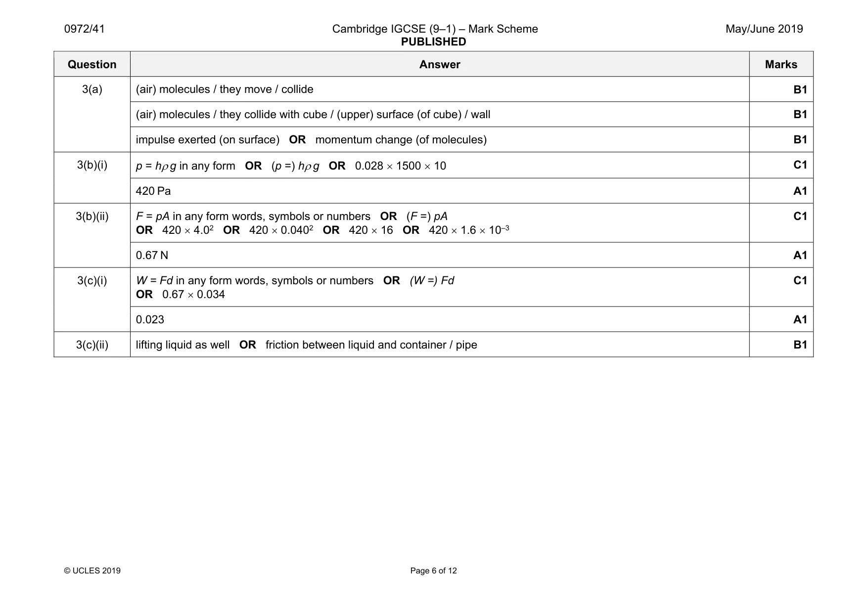 Mark scheme, page 6 of 12