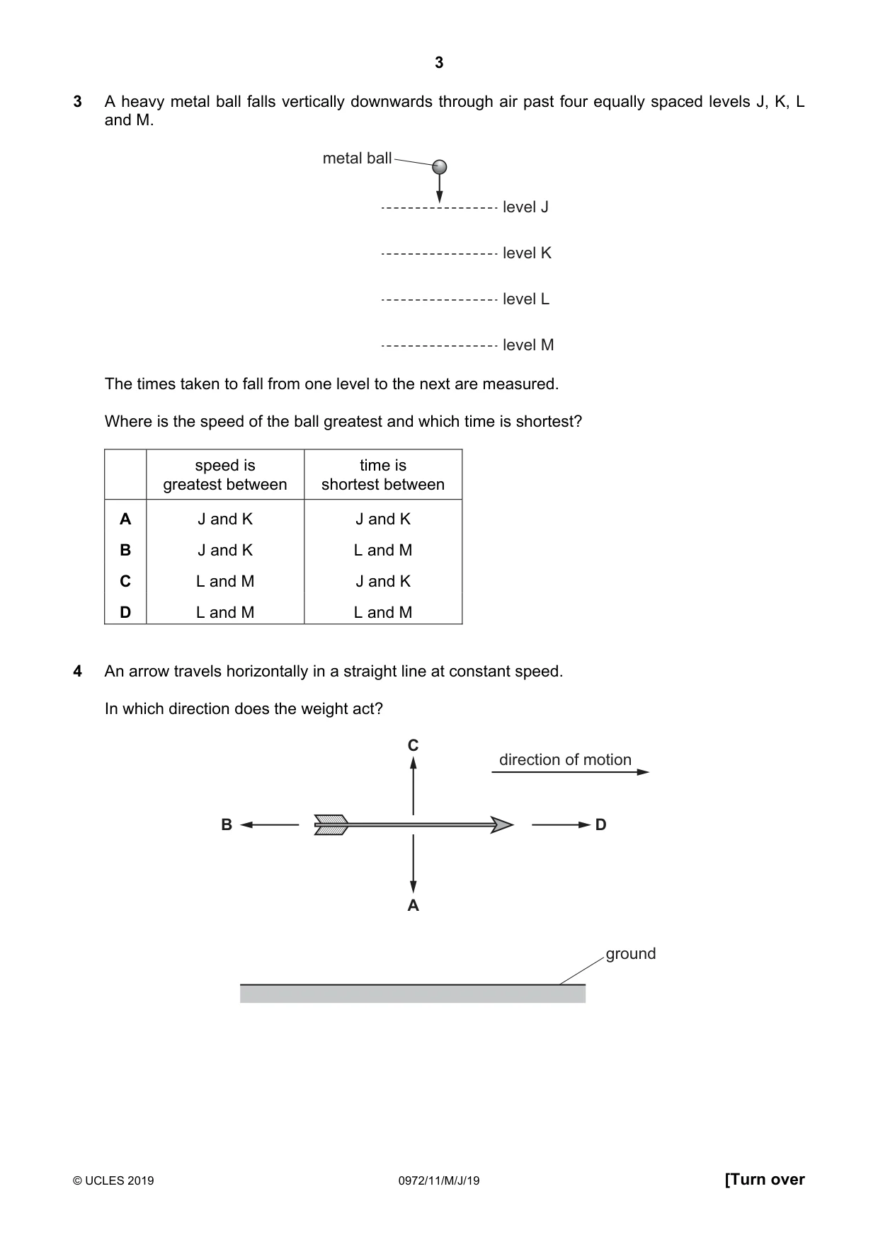 Cambridge IGCSE Physics (9-1) 0972 2019 May/June Paper 1 · Variant 1 question paper, page 3 of 20