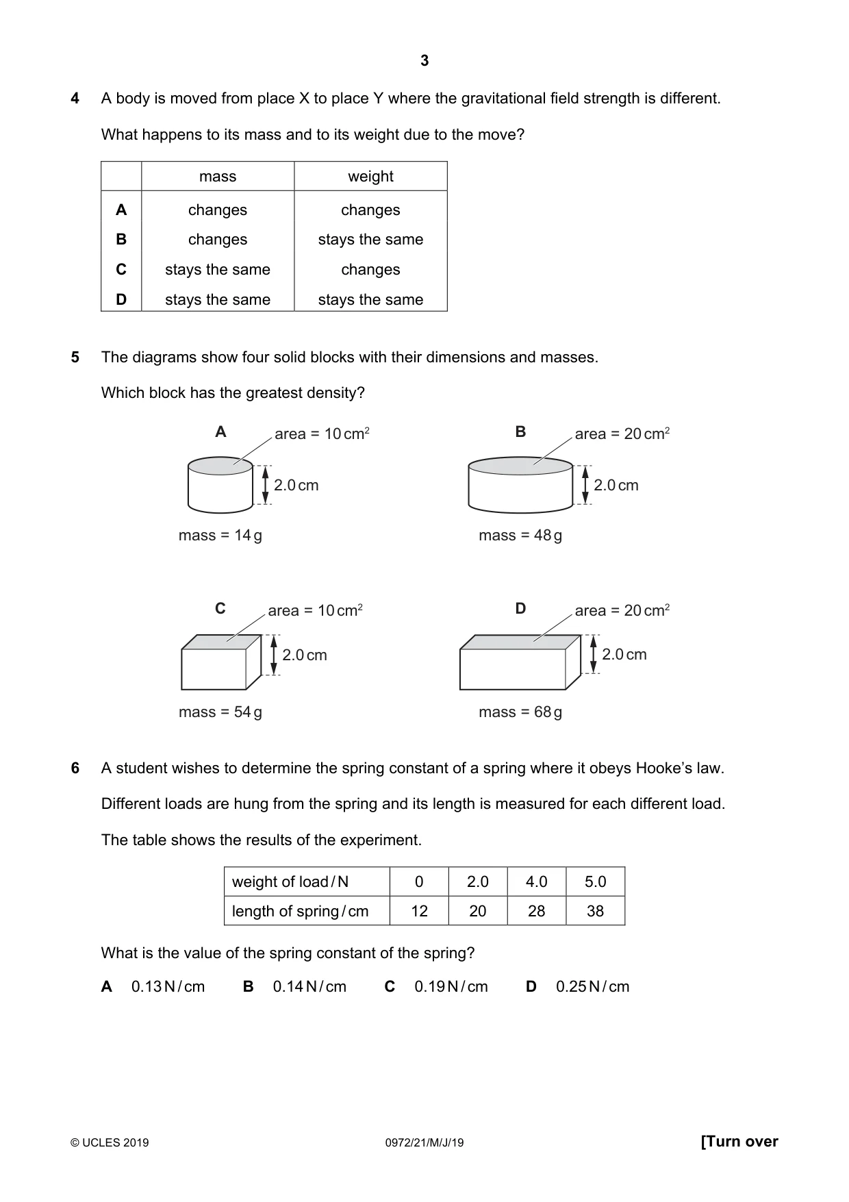 Cambridge IGCSE Physics (9-1) 0972 2019 May/June Paper 2 · Variant 1 question paper, page 3 of 16