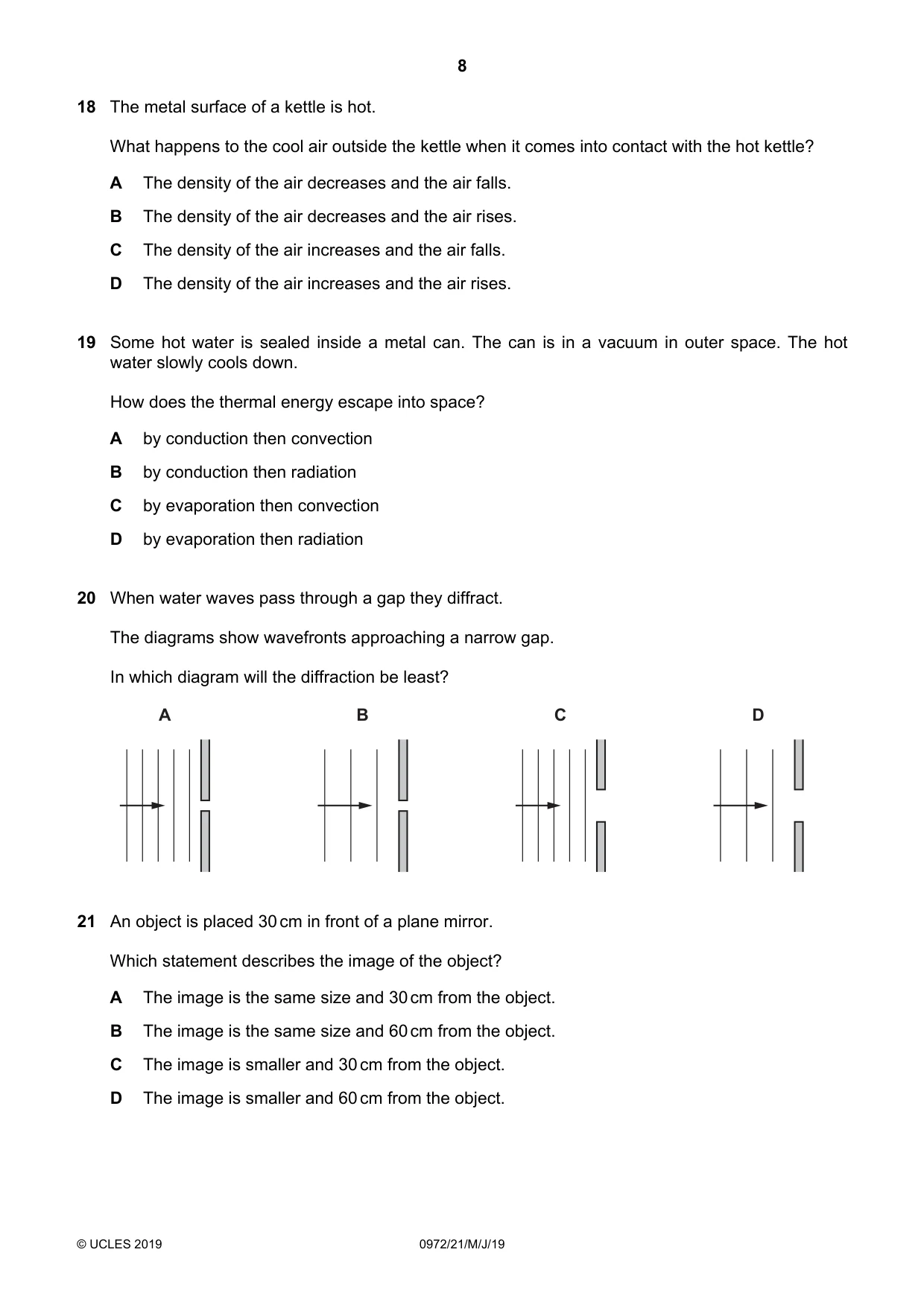 Cambridge IGCSE Physics (9-1) 0972 2019 May/June Paper 2 · Variant 1 question paper, page 8 of 16