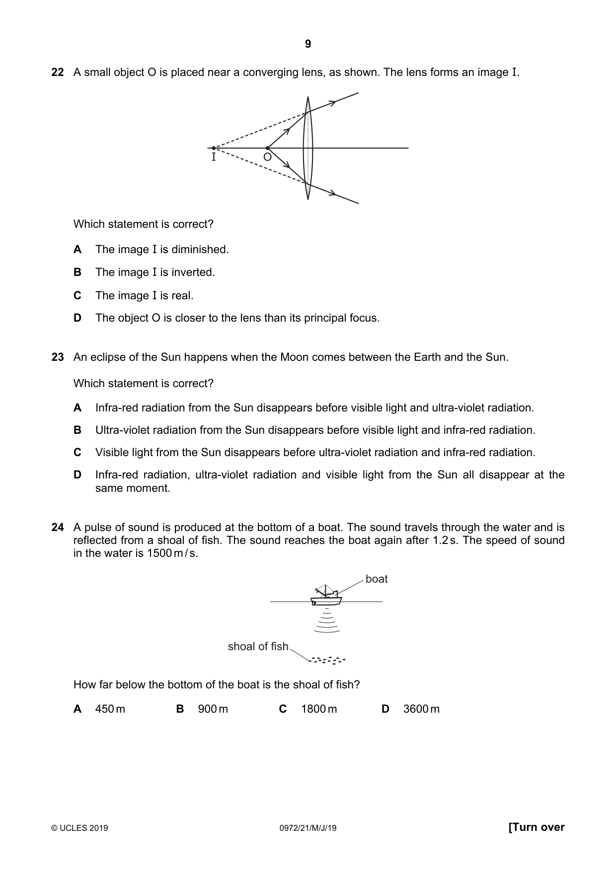 Cambridge IGCSE Physics (9-1) 0972 2019 May/June Paper 2 · Variant 1 question paper, page 9 of 16
