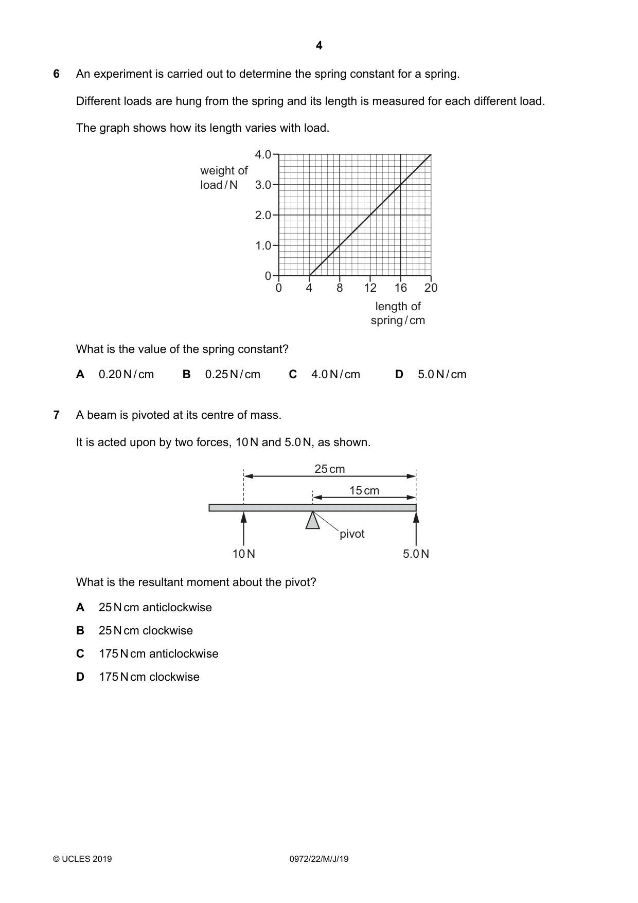 Cambridge IGCSE Physics (9-1) 0972 2019 May/June Paper 2 · Variant 2 question paper, page 4 of 16