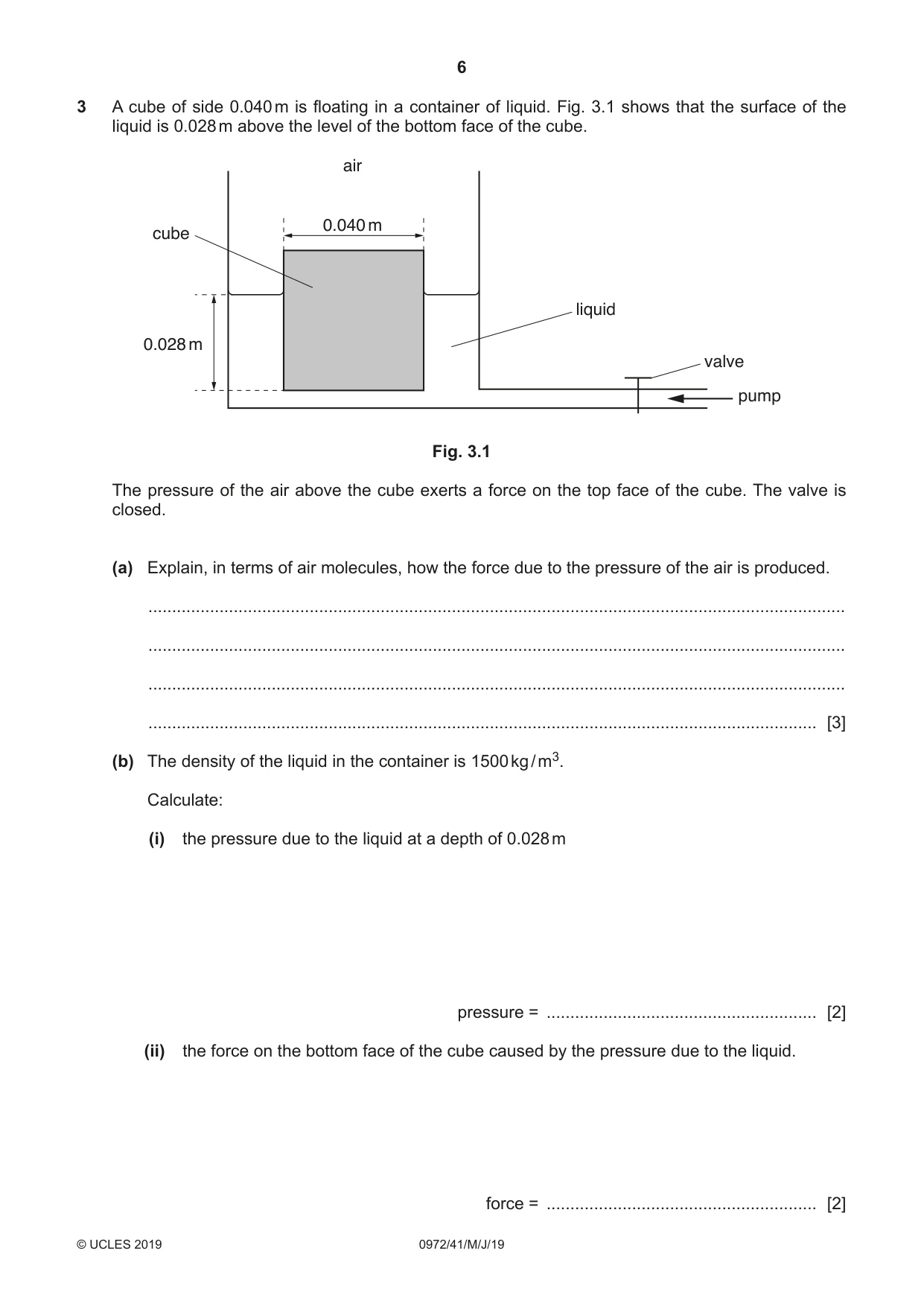 Cambridge IGCSE Physics (9-1) 0972 2019 May/June Paper 4 · Variant 1 question paper, page 6 of 20