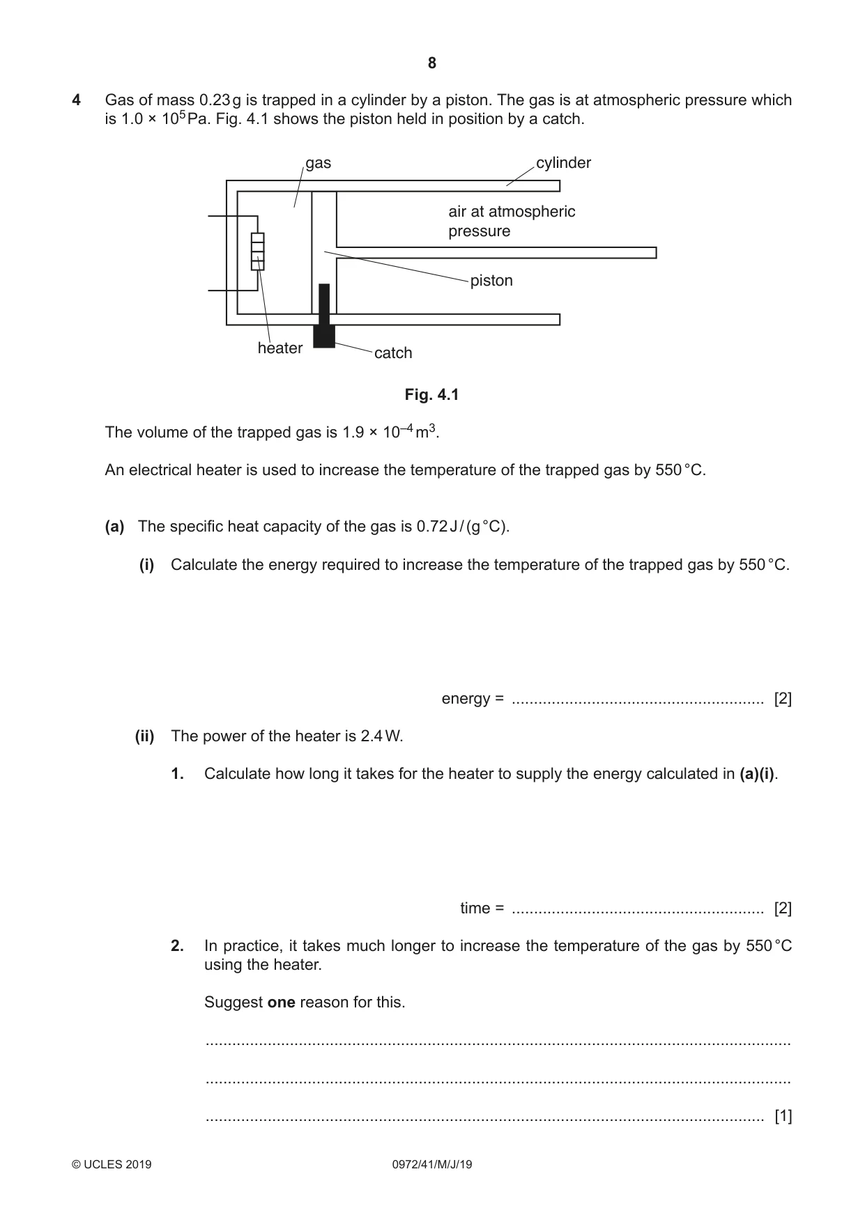 Cambridge IGCSE Physics (9-1) 0972 2019 May/June Paper 4 · Variant 1 question paper, page 8 of 20