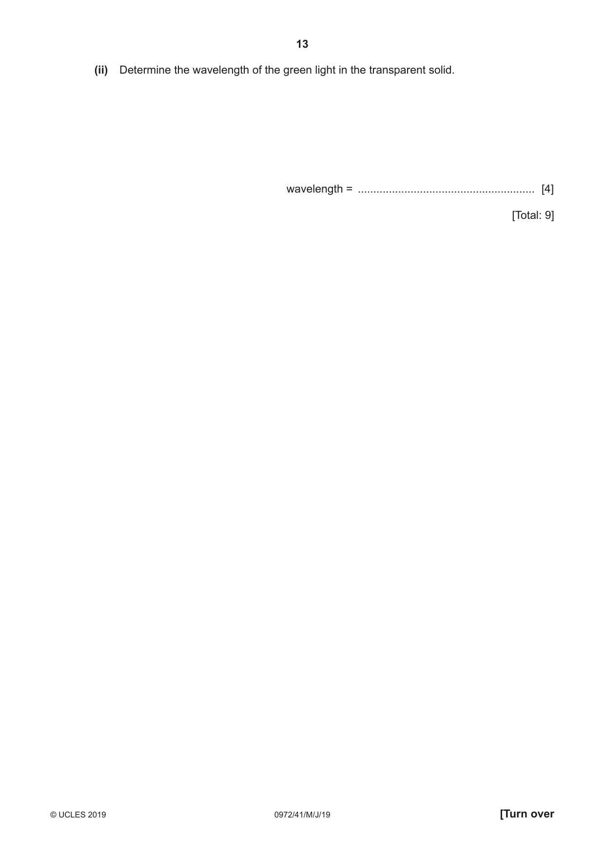 Cambridge IGCSE Physics (9-1) 0972 2019 May/June Paper 4 · Variant 1 question paper, page 13 of 20