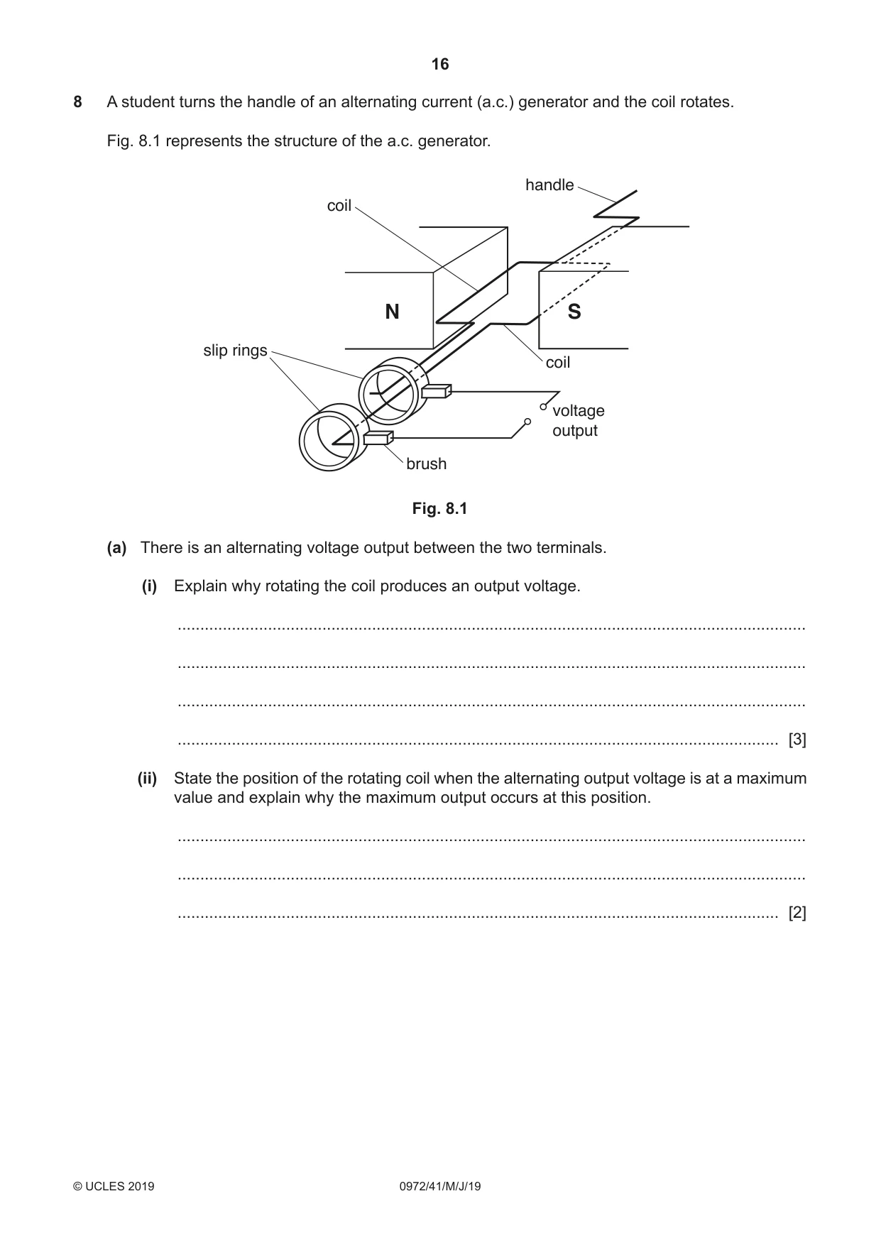 Cambridge IGCSE Physics (9-1) 0972 2019 May/June Paper 4 · Variant 1 question paper, page 16 of 20