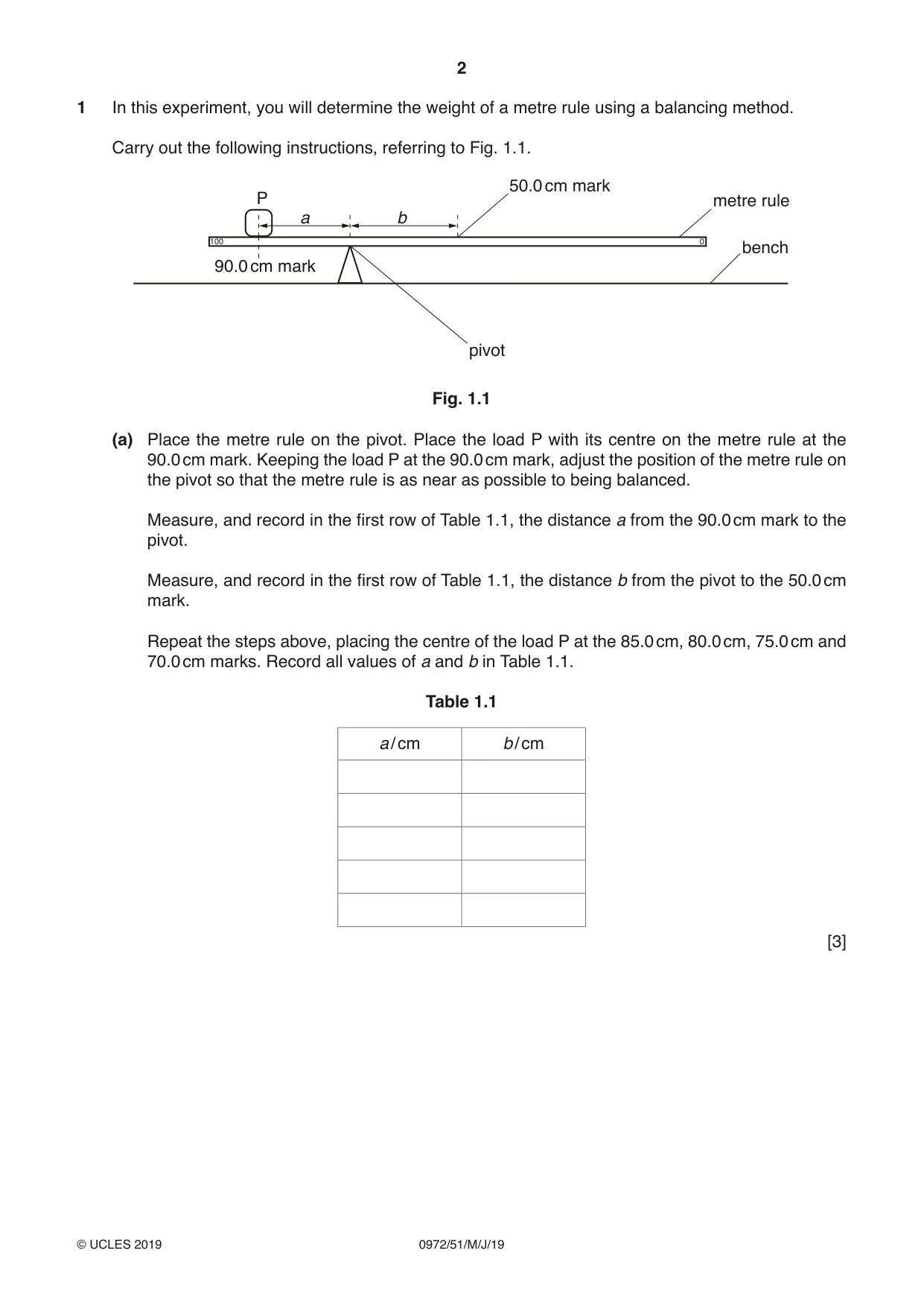 Cambridge IGCSE Physics (9-1) 0972 2019 May/June Paper 5 · Variant 1 question paper, page 2 of 12