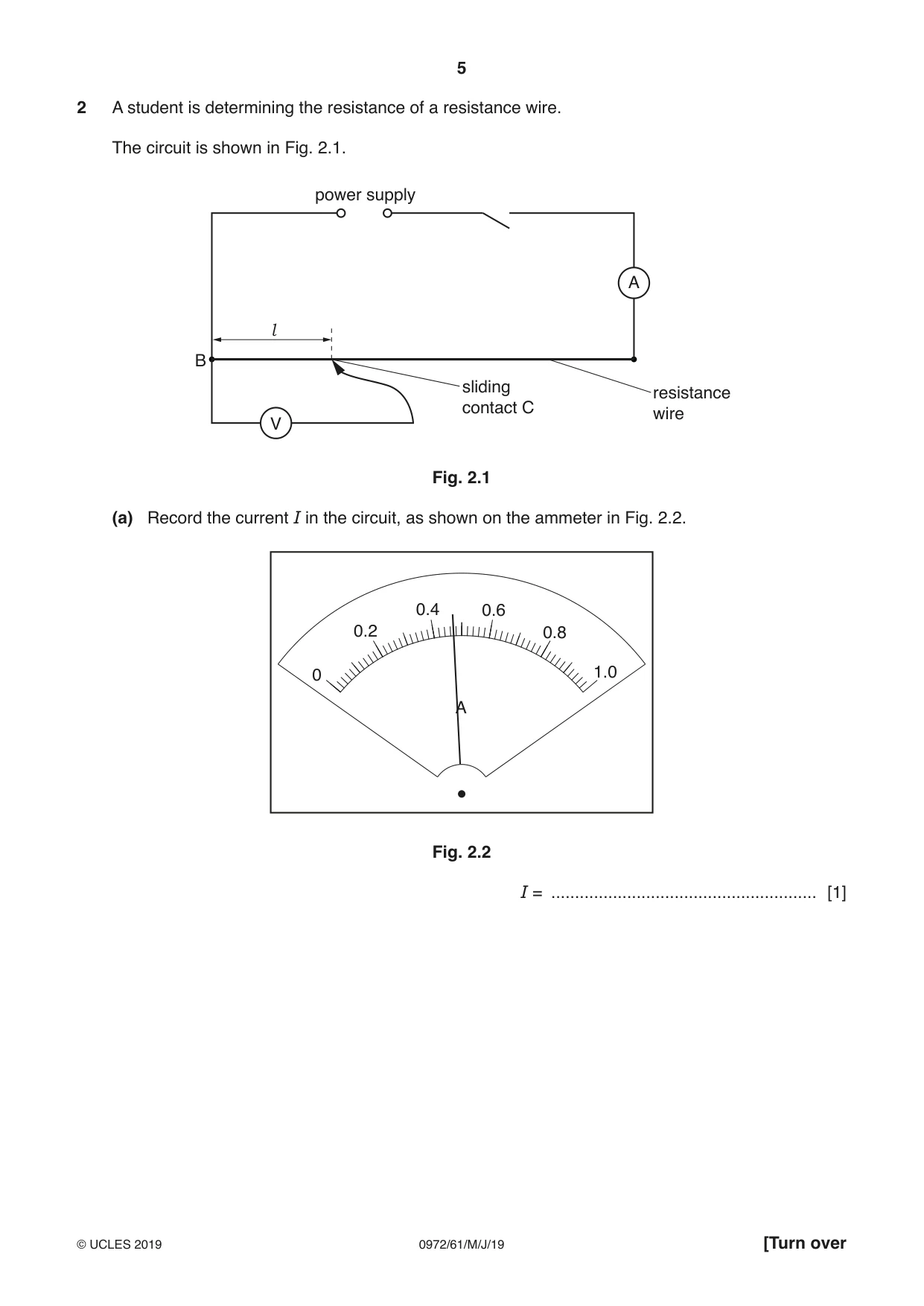 Cambridge IGCSE Physics (9-1) 0972 2019 May/June Paper 6 · Variant 1 question paper, page 5 of 12